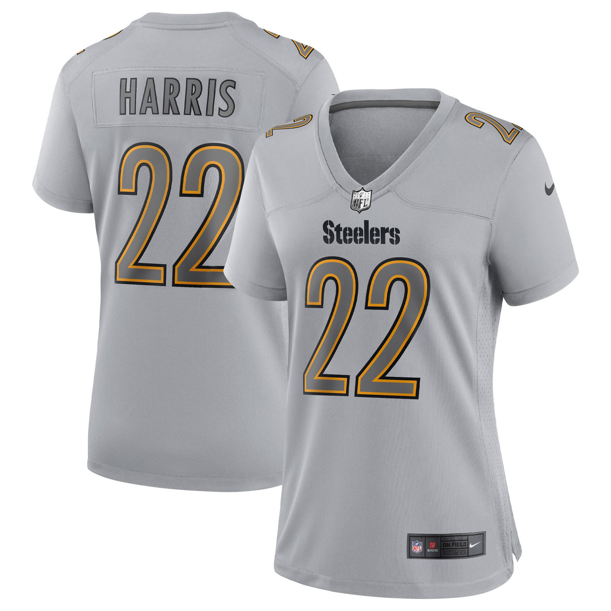 Women's Pittsburgh Steelers Atmosphere Fashion Game - Gray - All Stitched Najee Harris Jersey - All Stitched