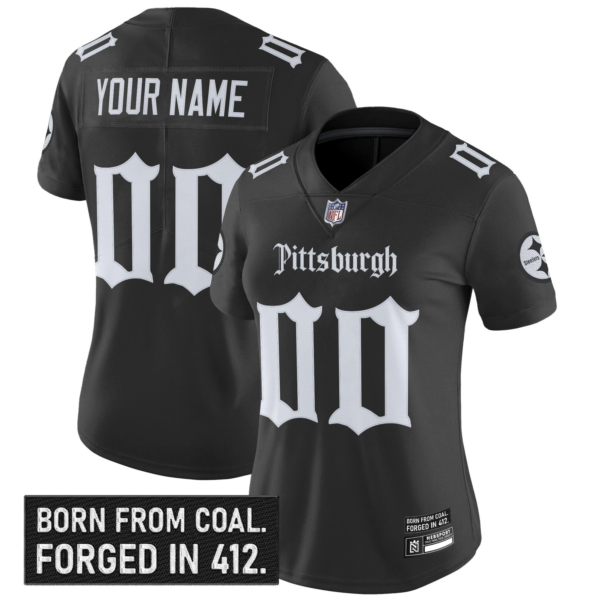 Women's Pittsburgh Steelers 'Gothic Steel City Edition' Vapor Limited Custom Black Jersey - All Stitched