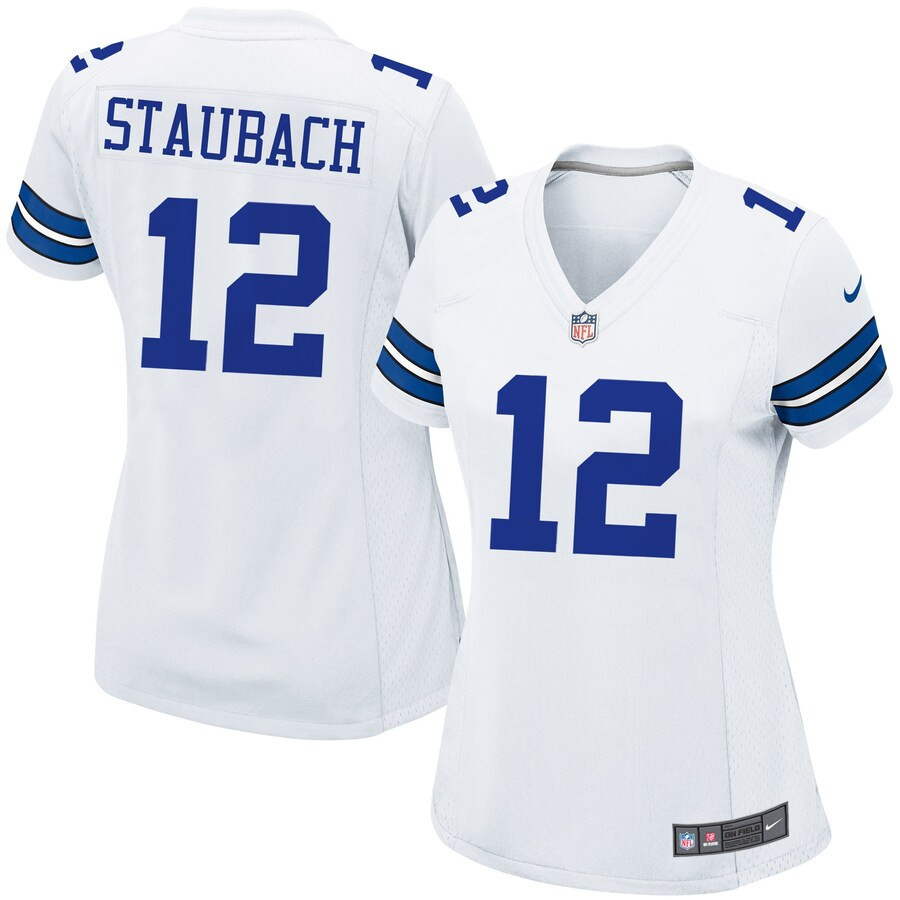 Women's Roger Staubach Dallas Cowboys White Jersey - All Stitched
