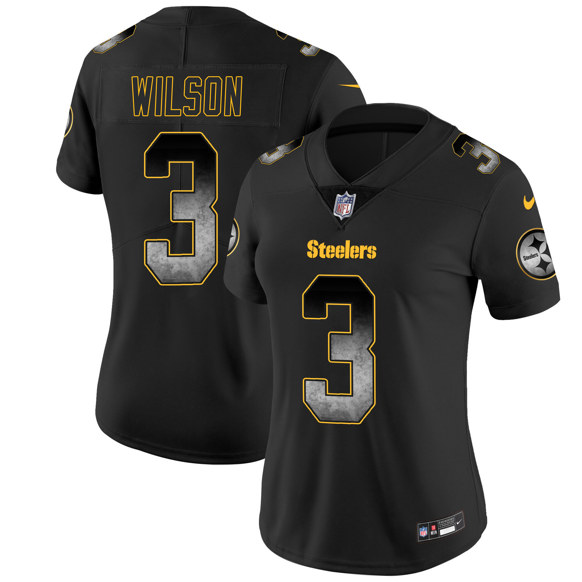 Women's Russell Wilson Pittsburgh Steelers Arch Smoke Vapor Black Jersey - All Stitched