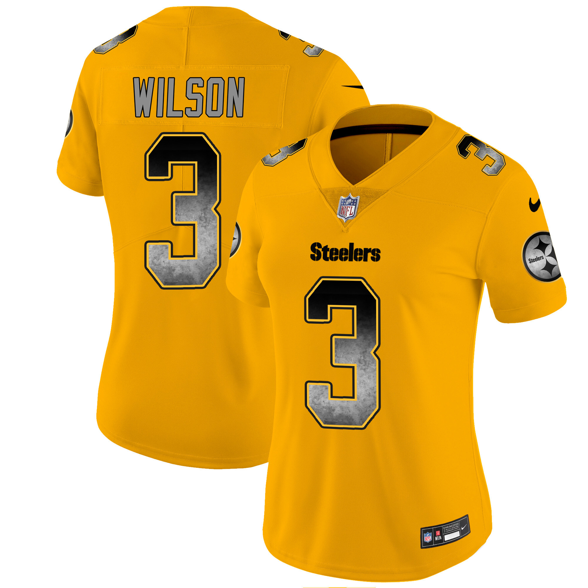 Women's Russell Wilson Pittsburgh Steelers Arch Smoke Vapor Gold Jersey - All Stitched