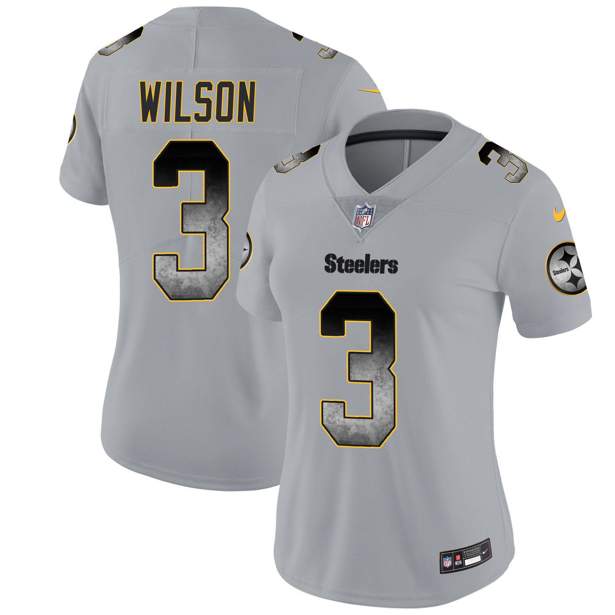 Women's Russell Wilson Pittsburgh Steelers Arch Smoke Vapor Gray Jersey - All Stitched
