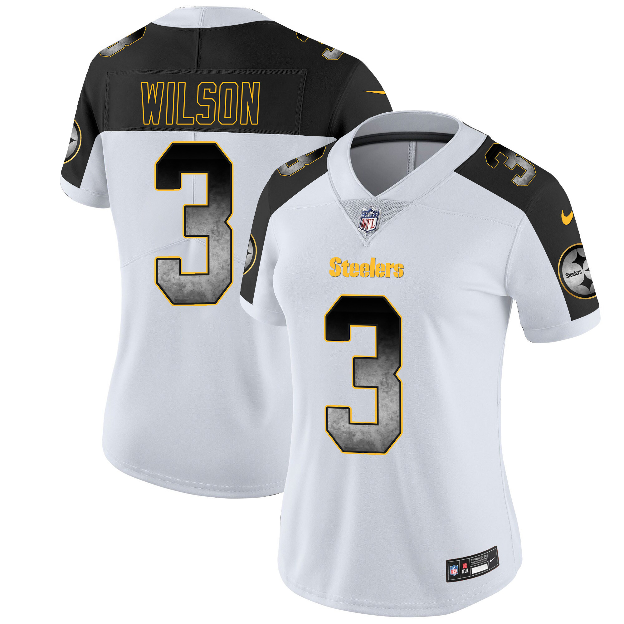 Women's Russell Wilson Pittsburgh Steelers Arch Smoke Vapor Inverted Jersey - All Stitched