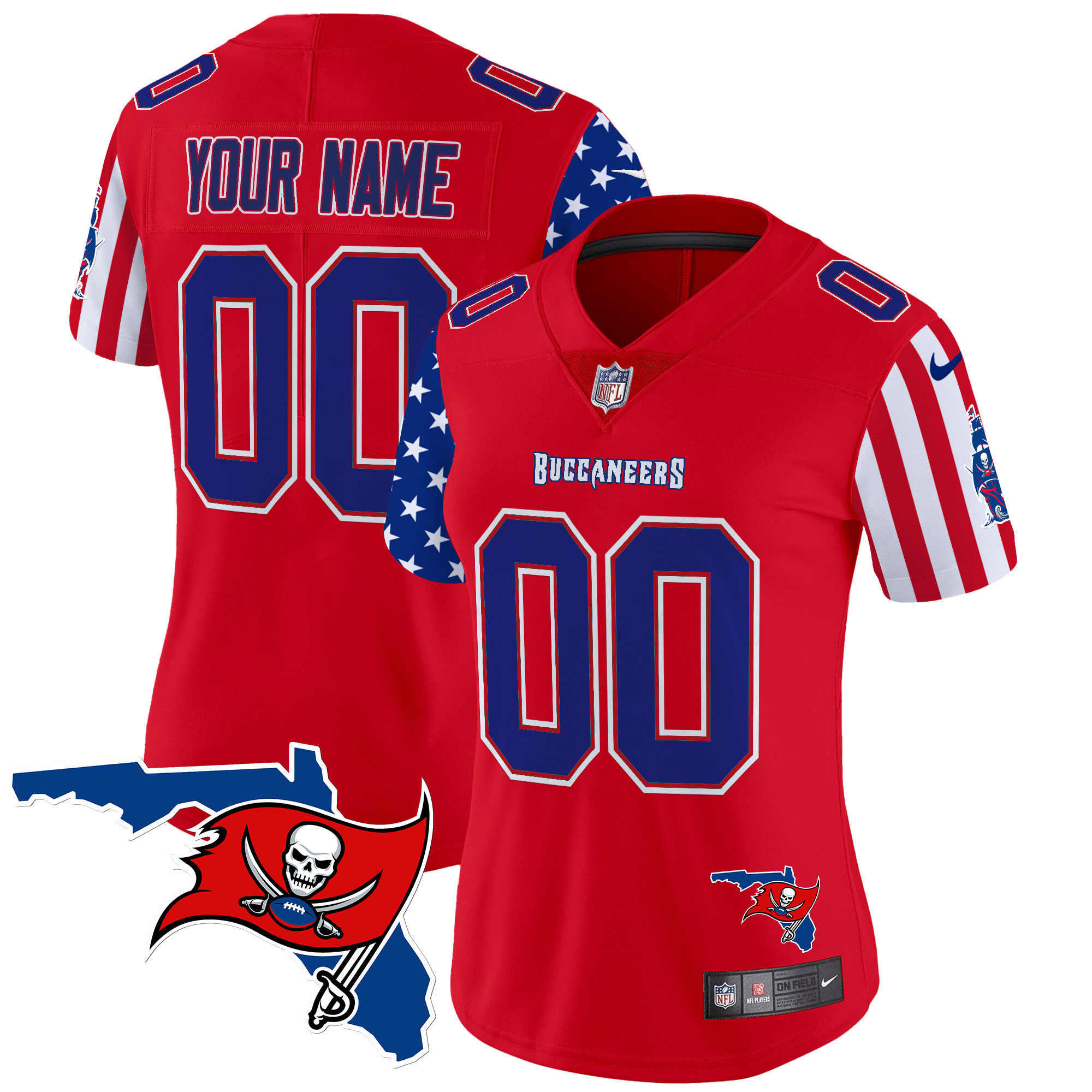 Women's Tampa Bay Buccaneers American Style Vapor Limited Custom Red Jersey - All Stitched