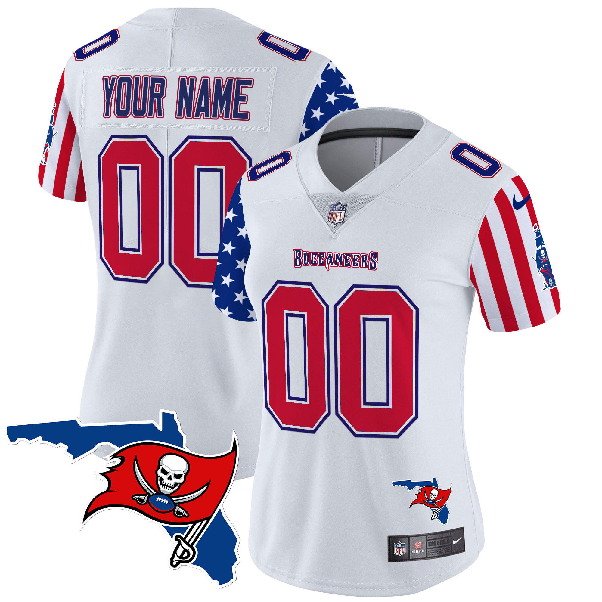 Women's Tampa Bay Buccaneers American Style Vapor Limited Custom White Jersey - All Stitched