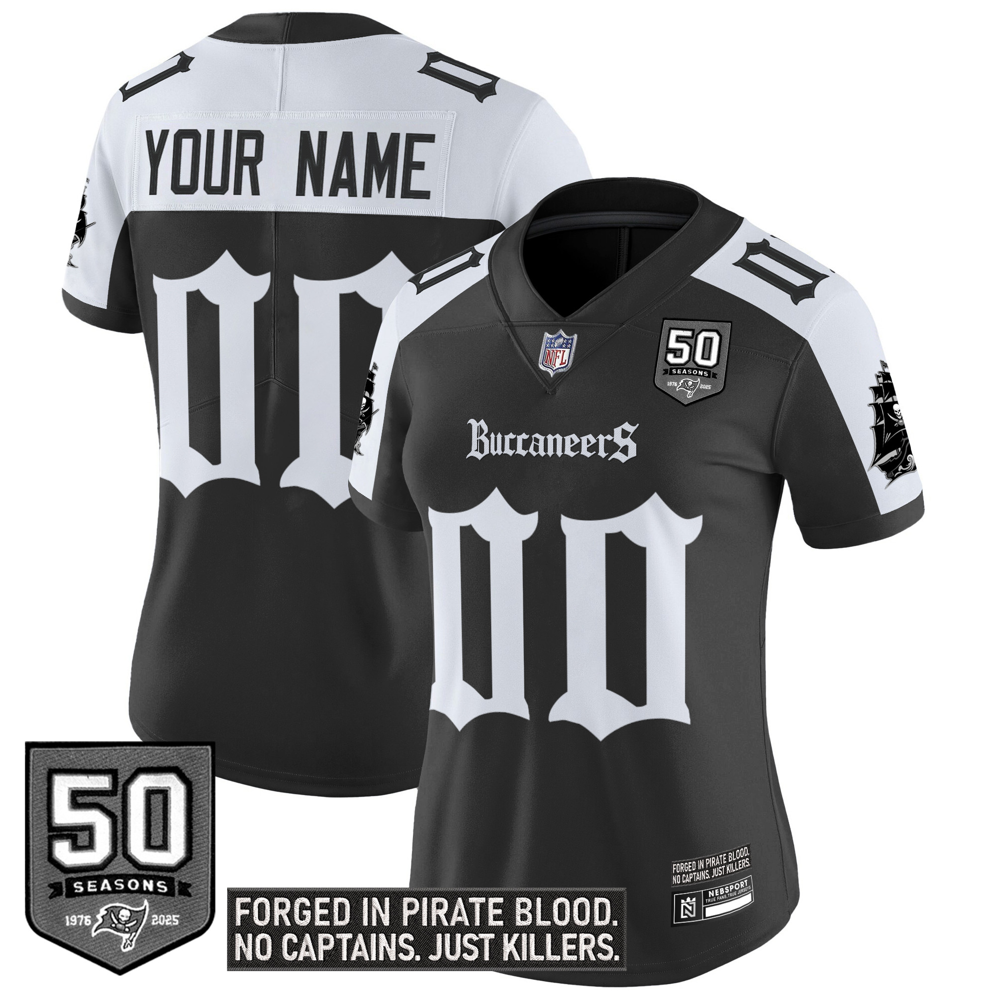 Women's Tampa Bay Buccaneers 'Gothic Pirate Shadows Edition' Vapor Limited Custom Alternate Jersey - All Stitched