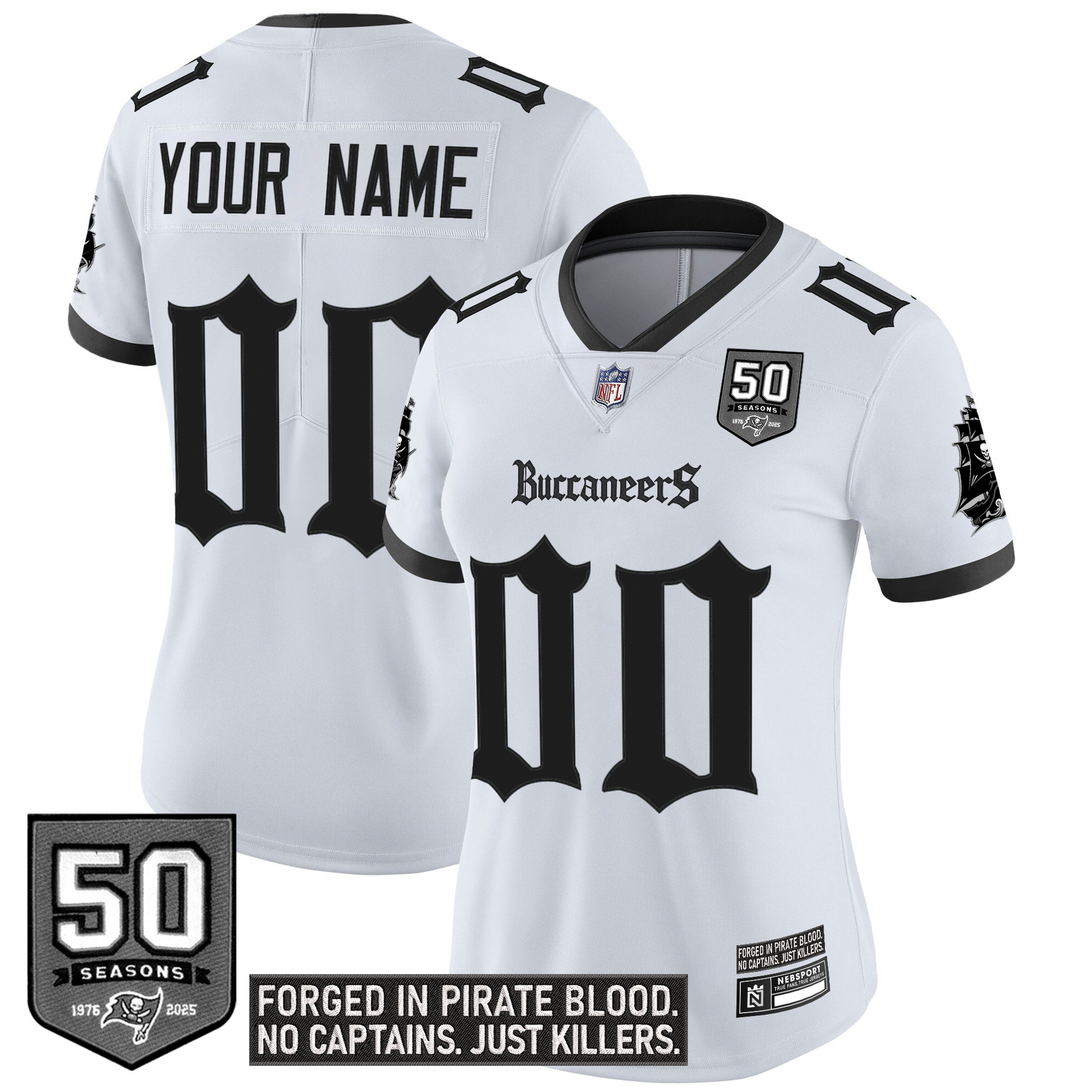 Women's Tampa Bay Buccaneers 'Gothic Pirate Shadows Edition' Vapor Limited Custom White Jersey - All Stitched