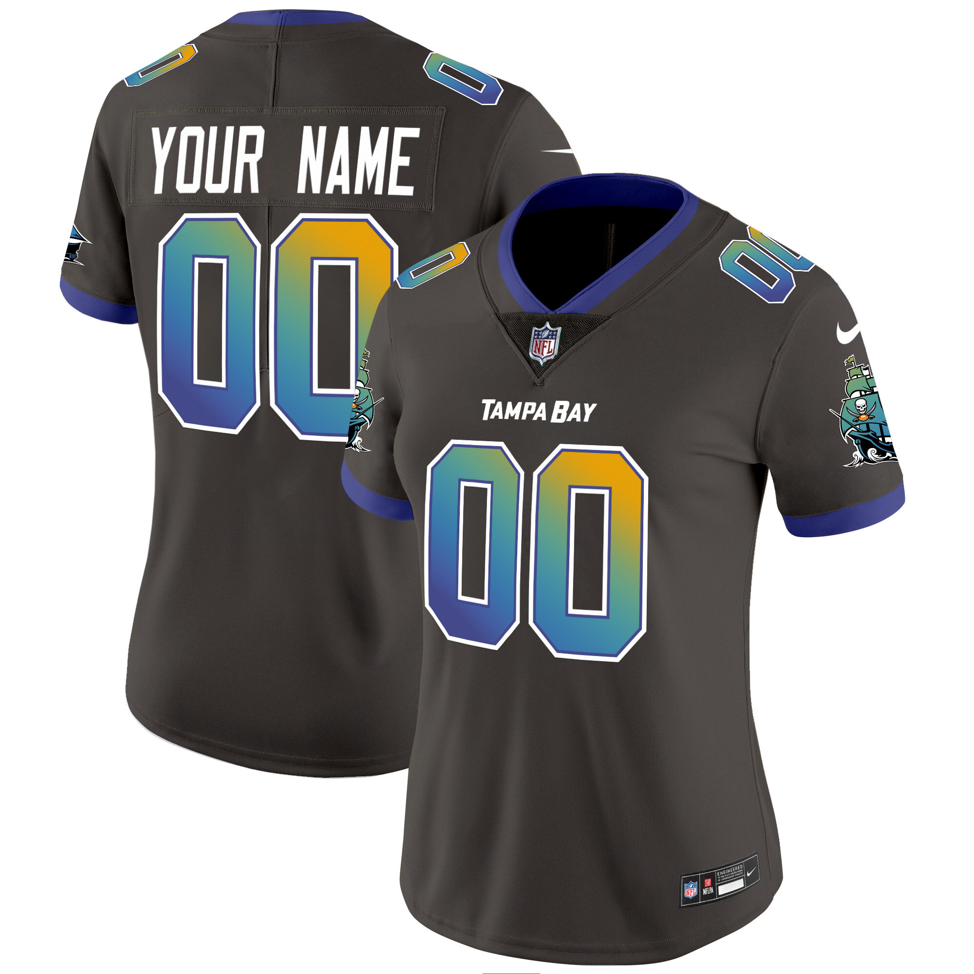 Women's Tampa Bay Buccaneers "Tampa City" Vapor Limited Custom Pewter Jersey - All Stitched