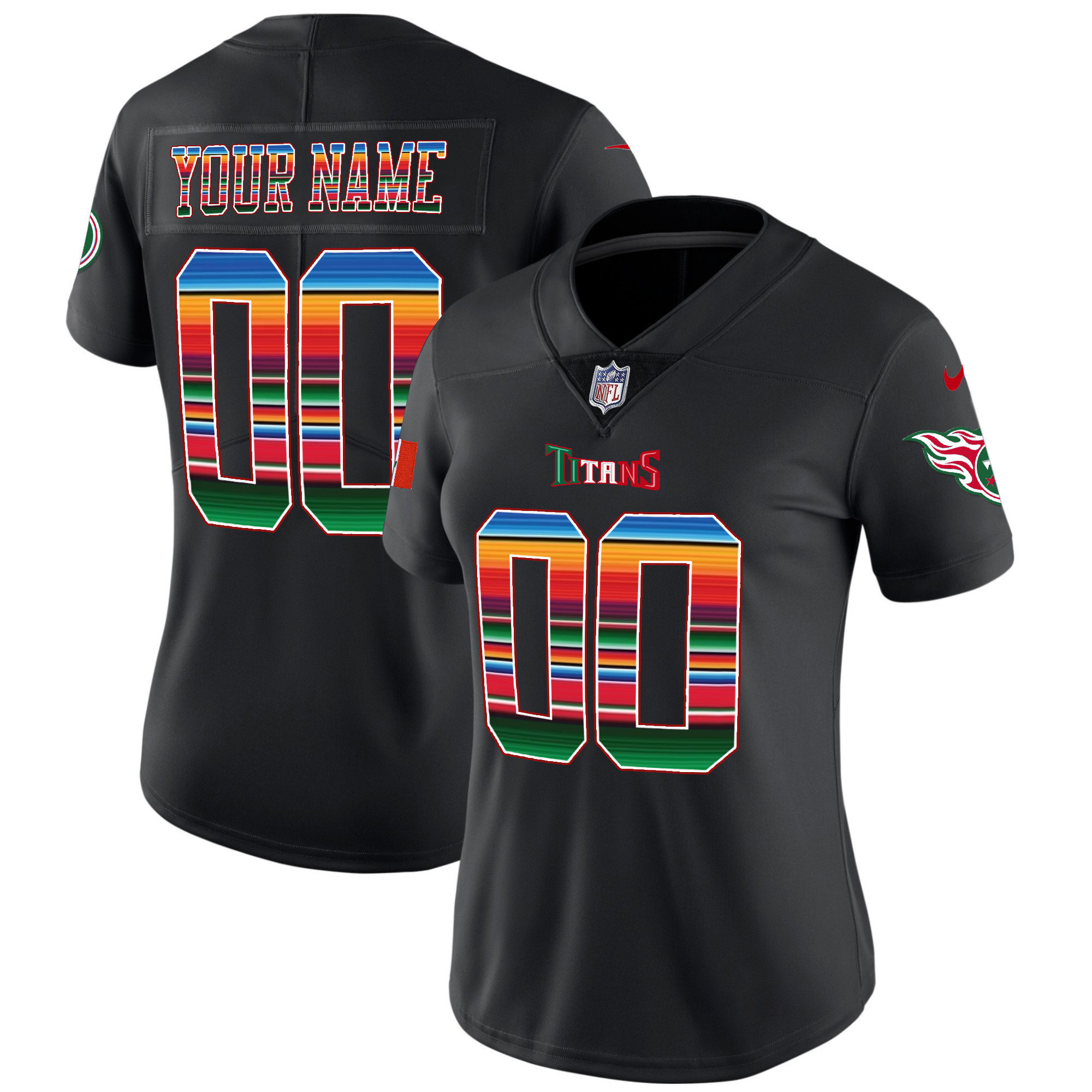 Women's Tennessee Titans Mexico Vapor Custom Black Jersey - All Stitched