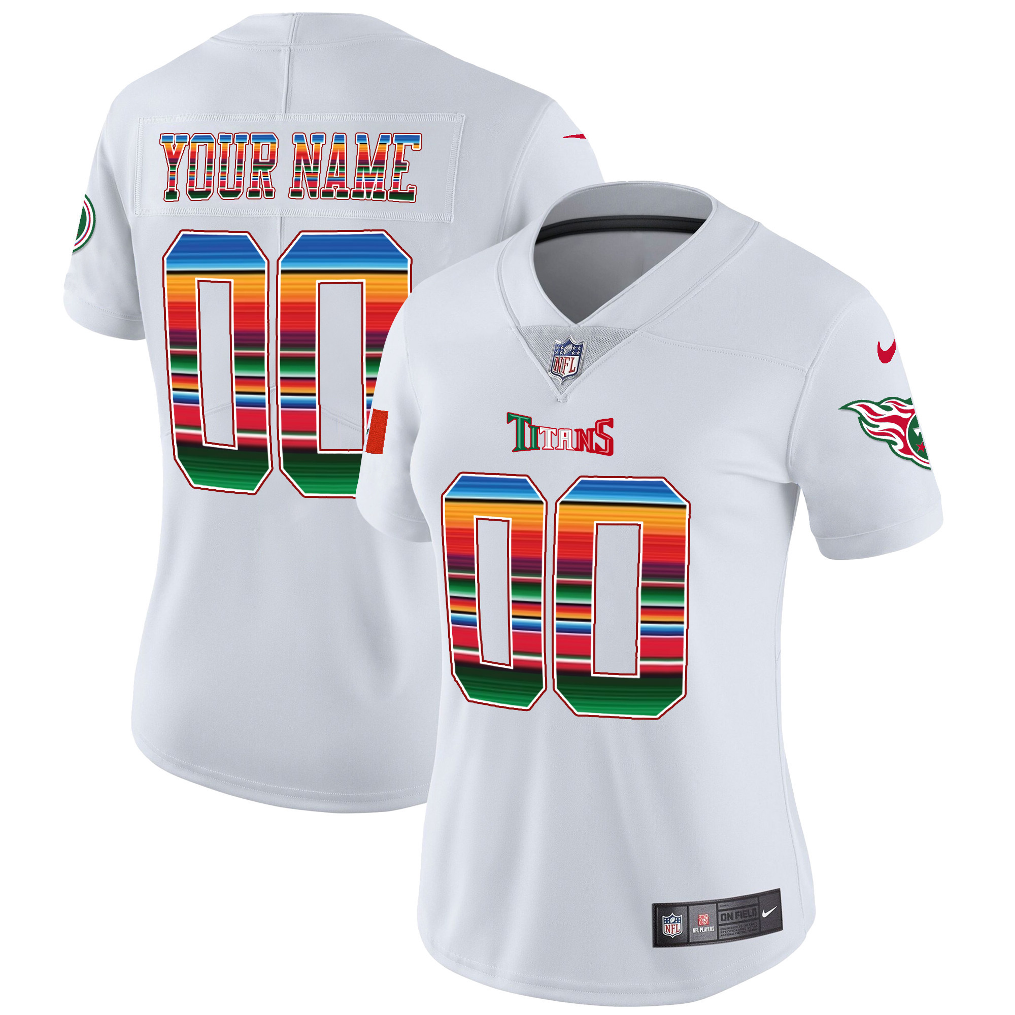 Women's Tennessee Titans Mexico Vapor Custom White Jersey - All Stitched