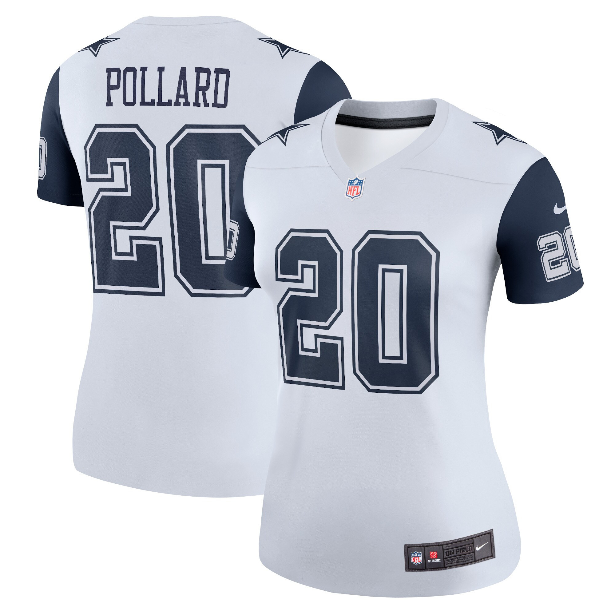 Women's Tony Pollard Dallas Cowboys White/Navy Jersey - All Stitched