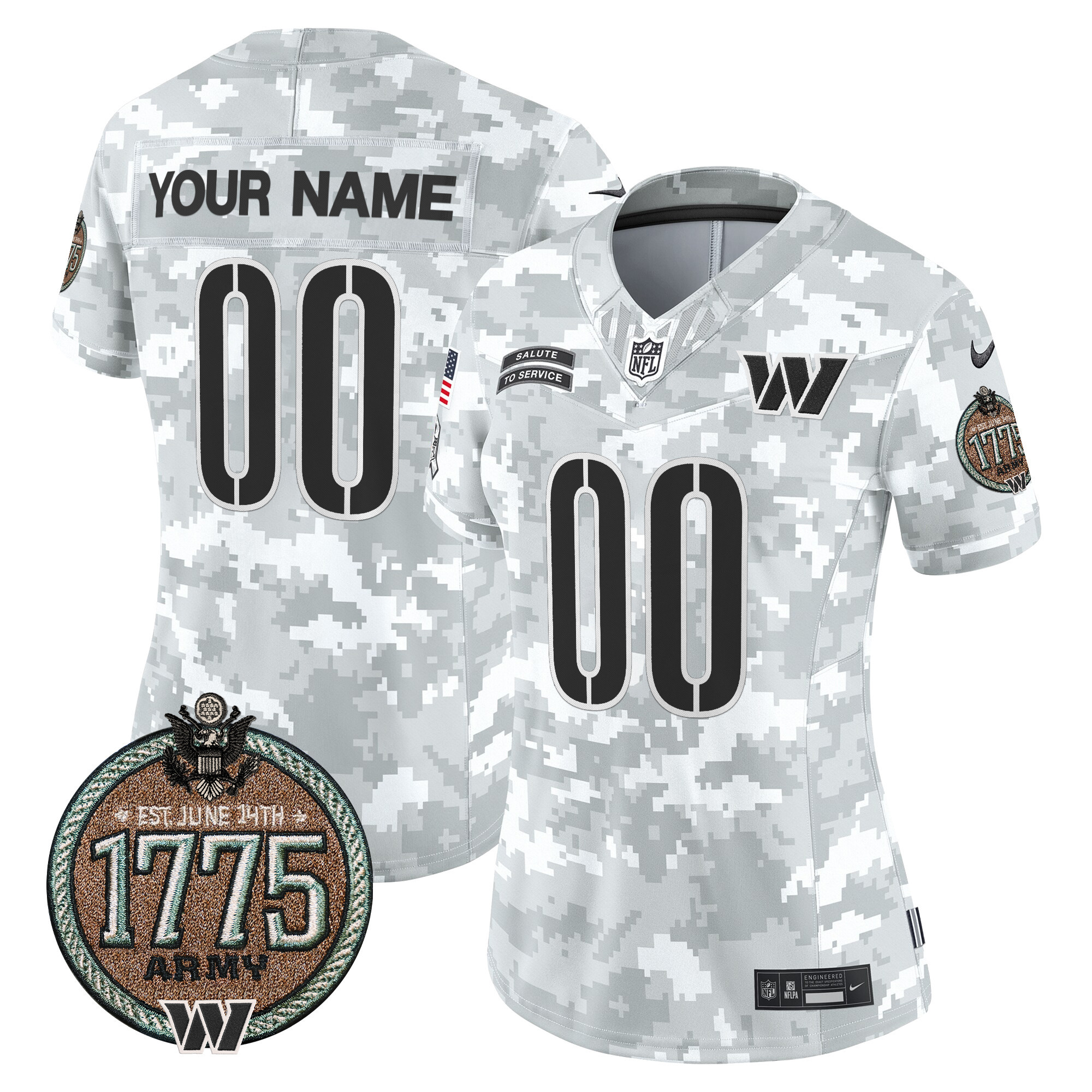 Women's Washington Commanders 2024 Salute to Service Establishment Year Patch Vapor Limited Custom Army Jersey - All Stitched