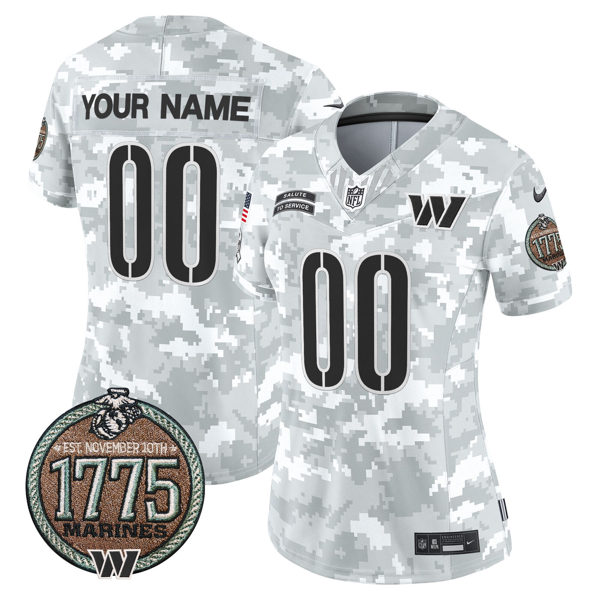Women's Washington Commanders 2024 Salute to Service Establishment Year Patch Vapor Limited Custom Marines Jersey - All Stitched