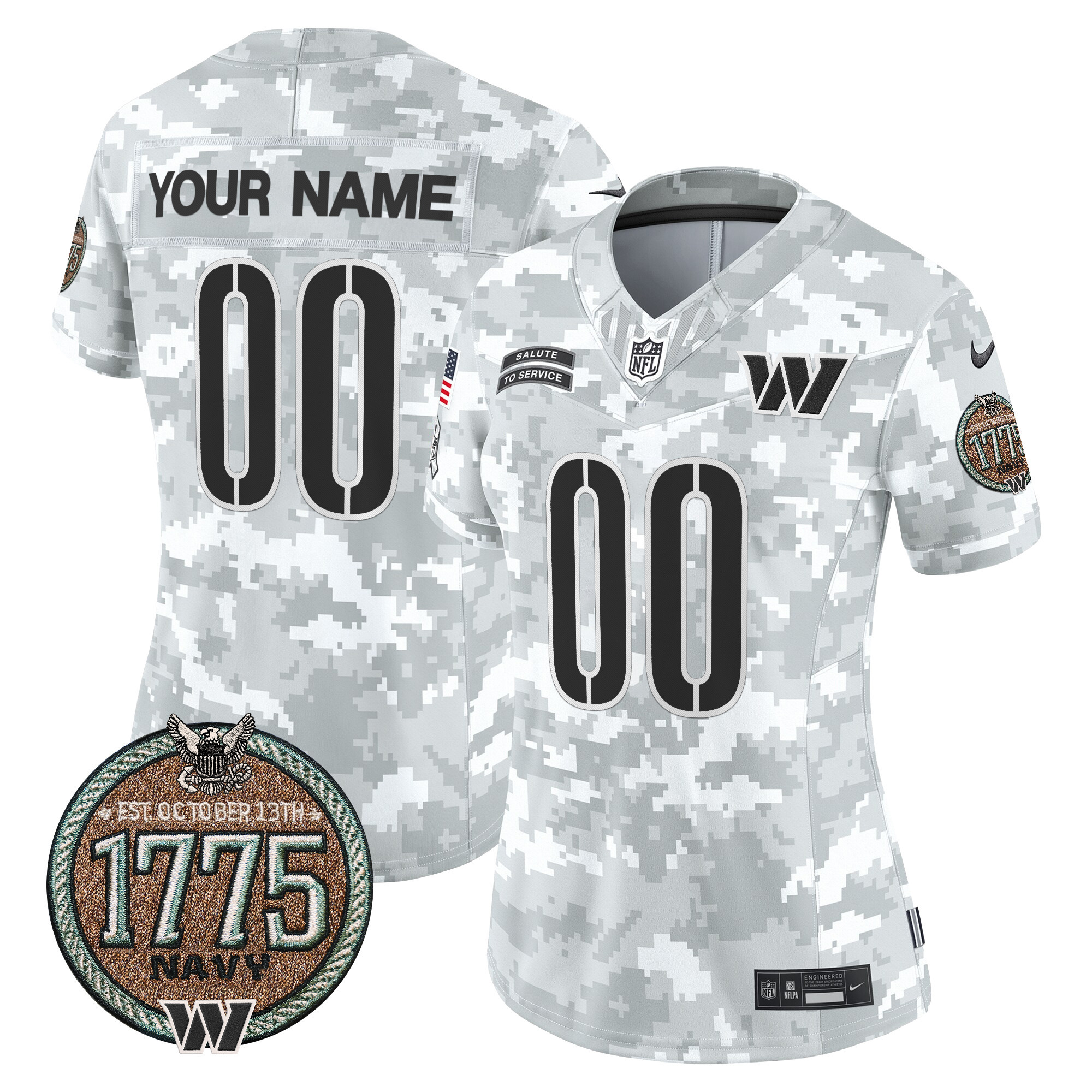 Women's Washington Commanders 2024 Salute to Service Establishment Year Patch Vapor Limited Custom Navy Jersey - All Stitched