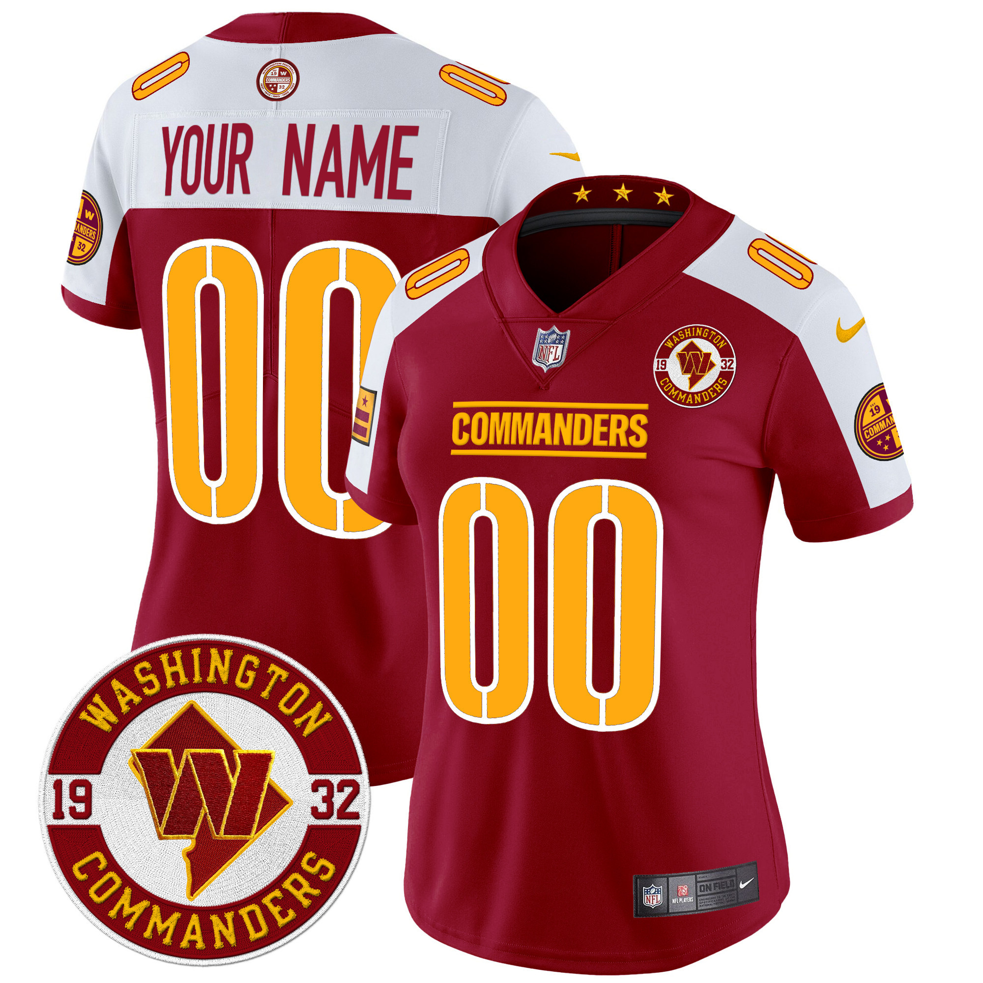 Women's Washington Commanders 2024 Vapor Limited Custom Burgundy Alternate Jersey - All Stitched