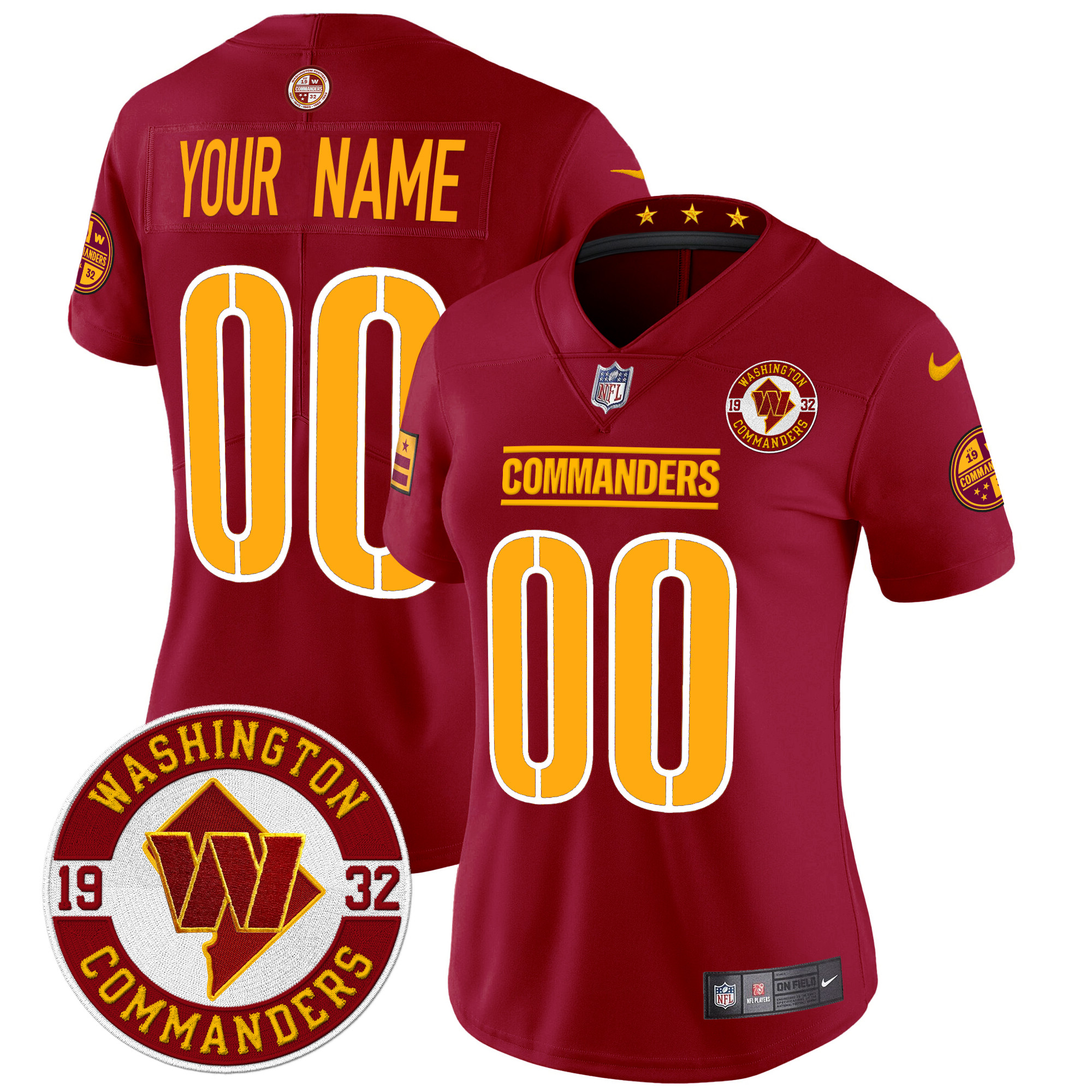 Women's Washington Commanders 2024 Vapor Limited Custom Burgundy Jersey - All Stitched