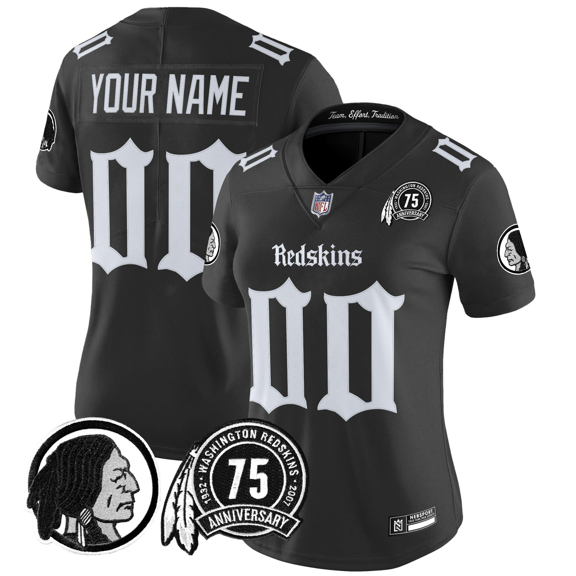 Women's Washington Commanders 'Gothic Capital Edition' Vapor Limited Custom Black Jersey - All Stitched