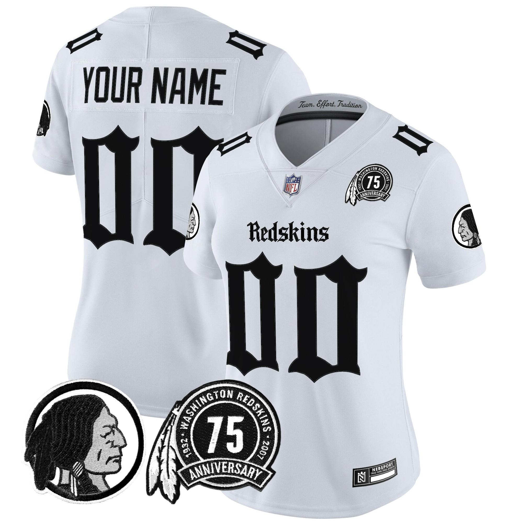 Women's Washington Commanders 'Gothic Capital Edition' Vapor Limited Custom White Jersey - All Stitched