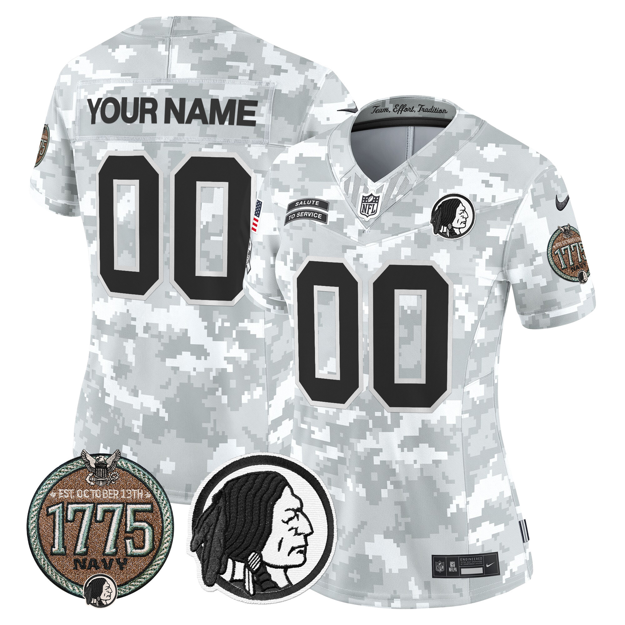 Women's Washington Redskins 2024 Salute to Service Establishment Year Patch Vapor Limited Custom Navy Jersey - All Stitched