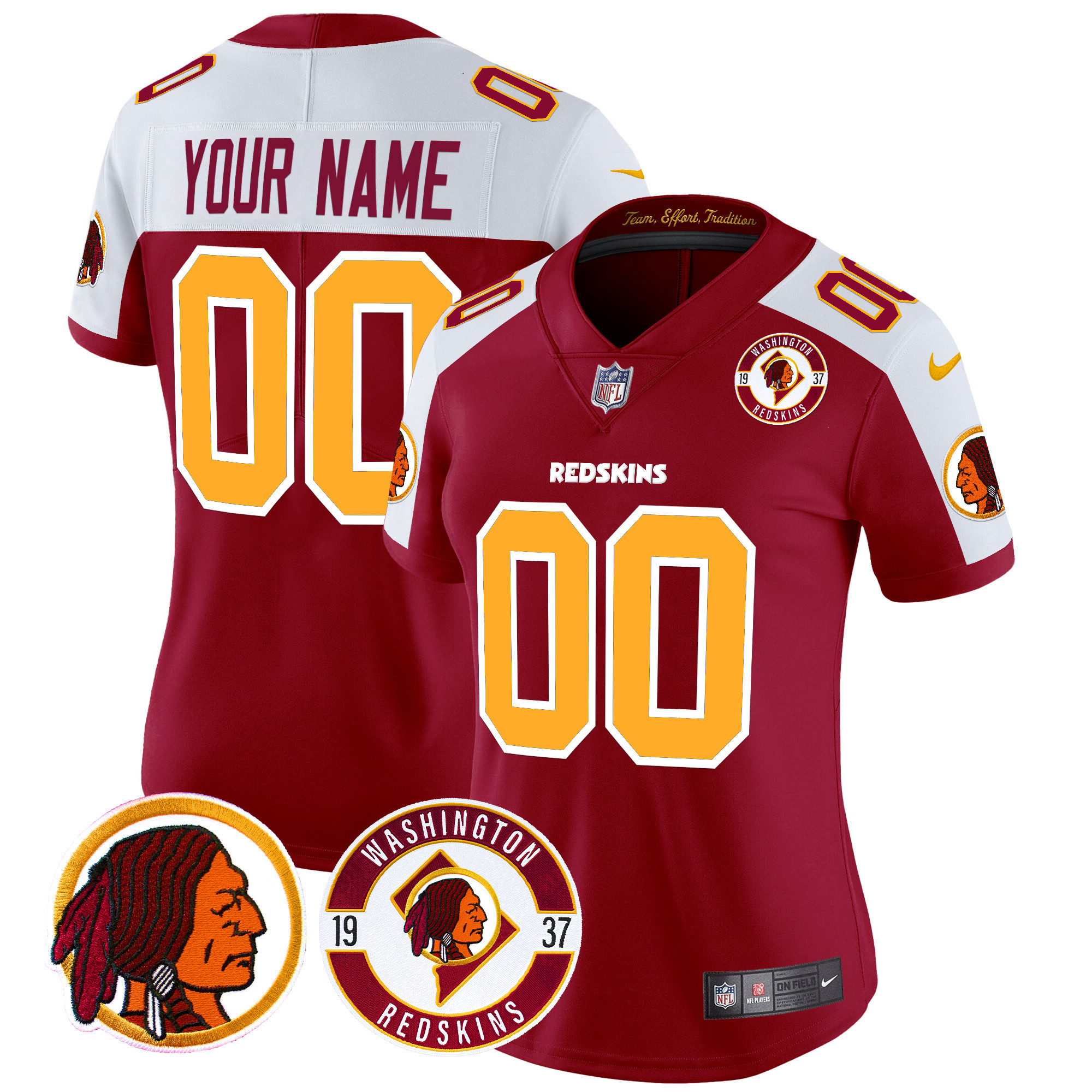 Women's Washington Redskins 2024 Vapor Limited Custom Burgundy Alternate Jersey - All Stitched