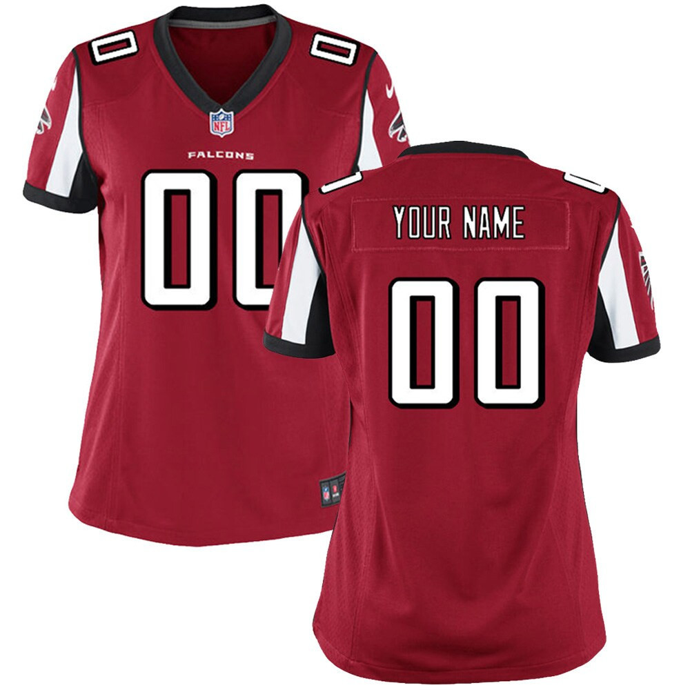 Women's Women's Atlanta Falcons Custom Red Red Jersey - All Stitched