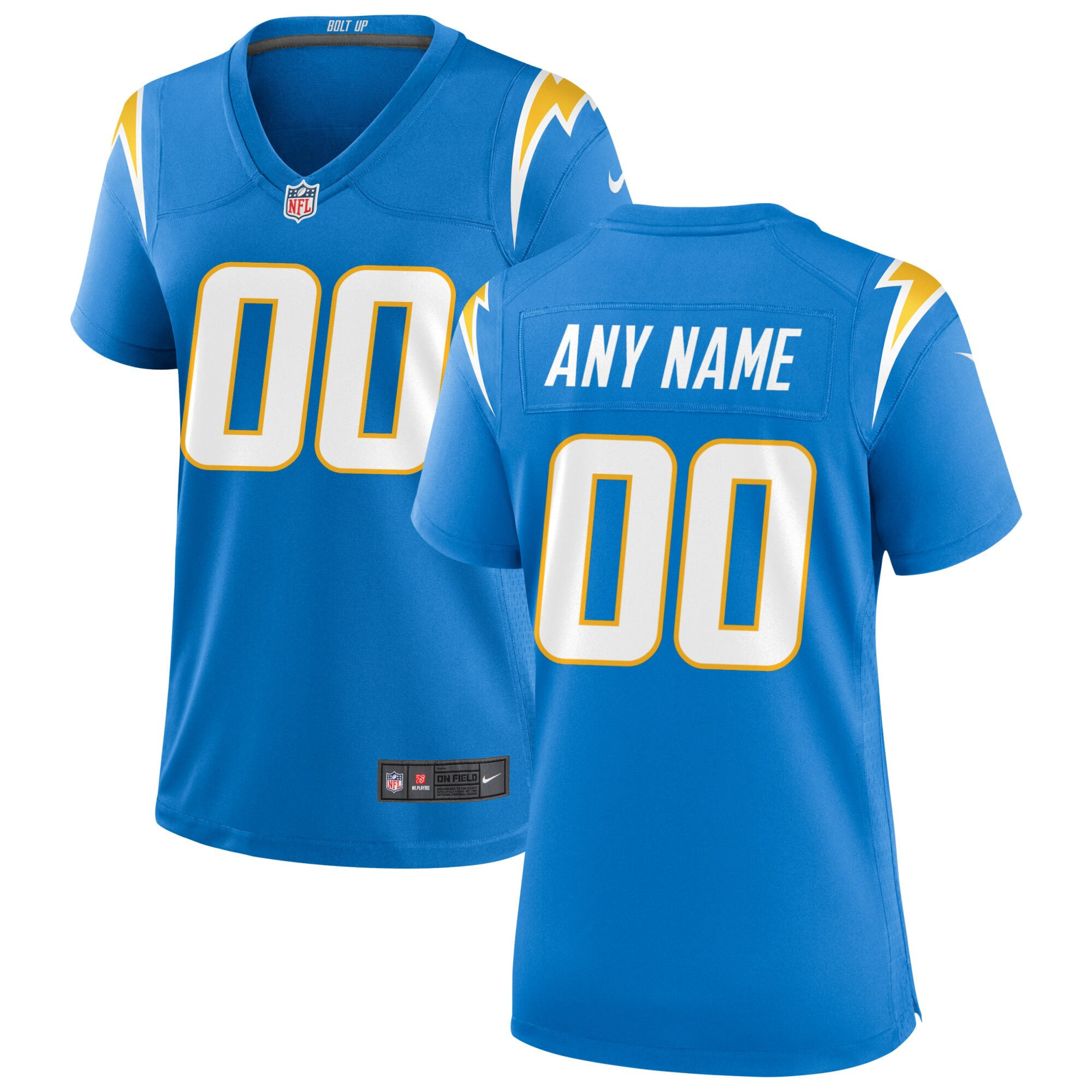 Women's Women's Los Angeles Chargers Powder Blue Custom Game Powder Blue Jersey - All Stitched