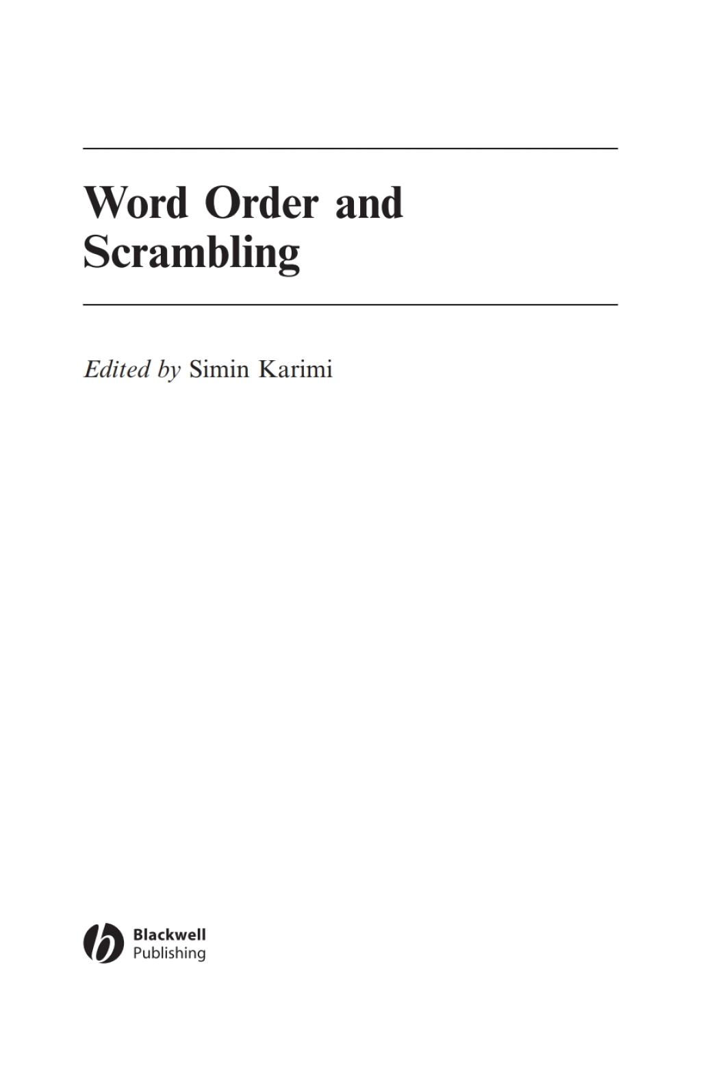 Word Order and Scrambling 1st Edition â€“ PDF/EPUB Version Downloadable