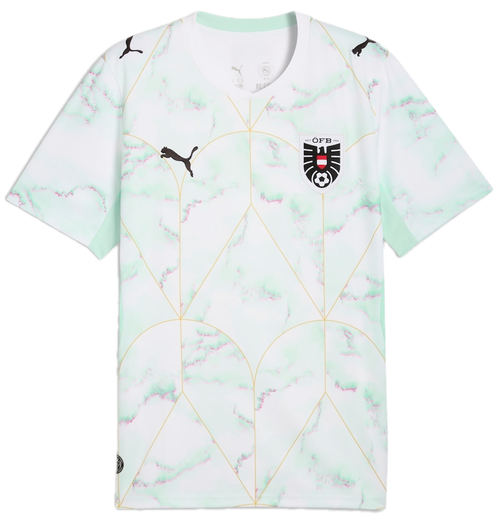Austria Away Soccer World Cup 2026 Soccer Jersey White-Mint Melt