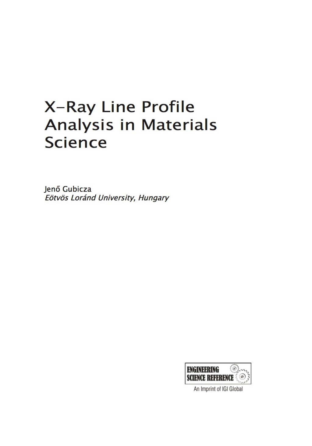 X-Ray Line Profile Analysis in Materials Science  â€“ PDF/EPUB Version Downloadable