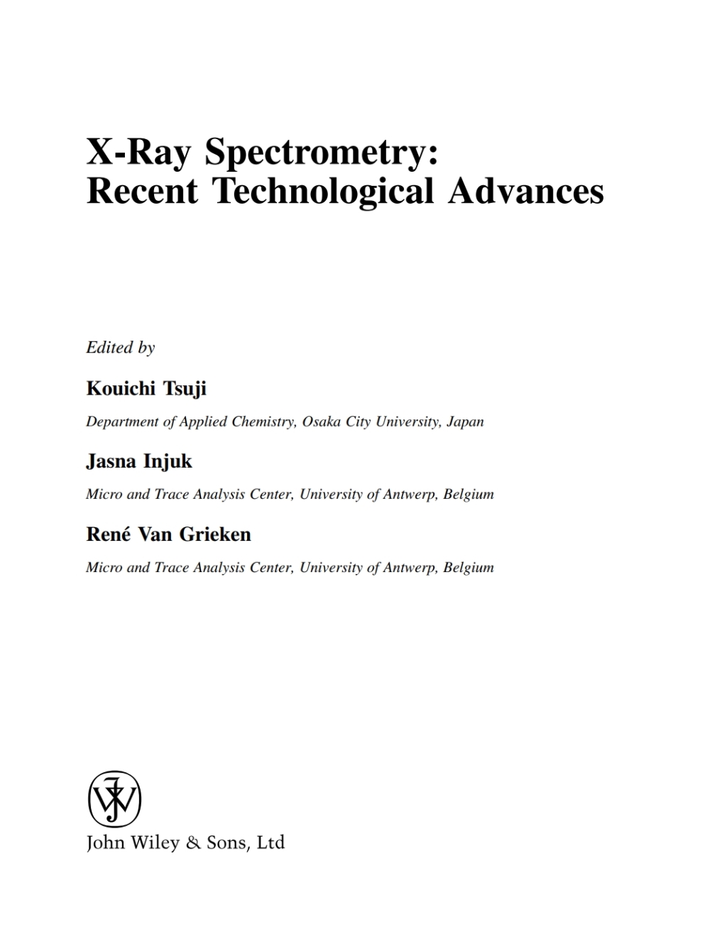 X-Ray Spectrometry Recent Technological Advances 1st Edition â€“ PDF/EPUB Version Downloadable