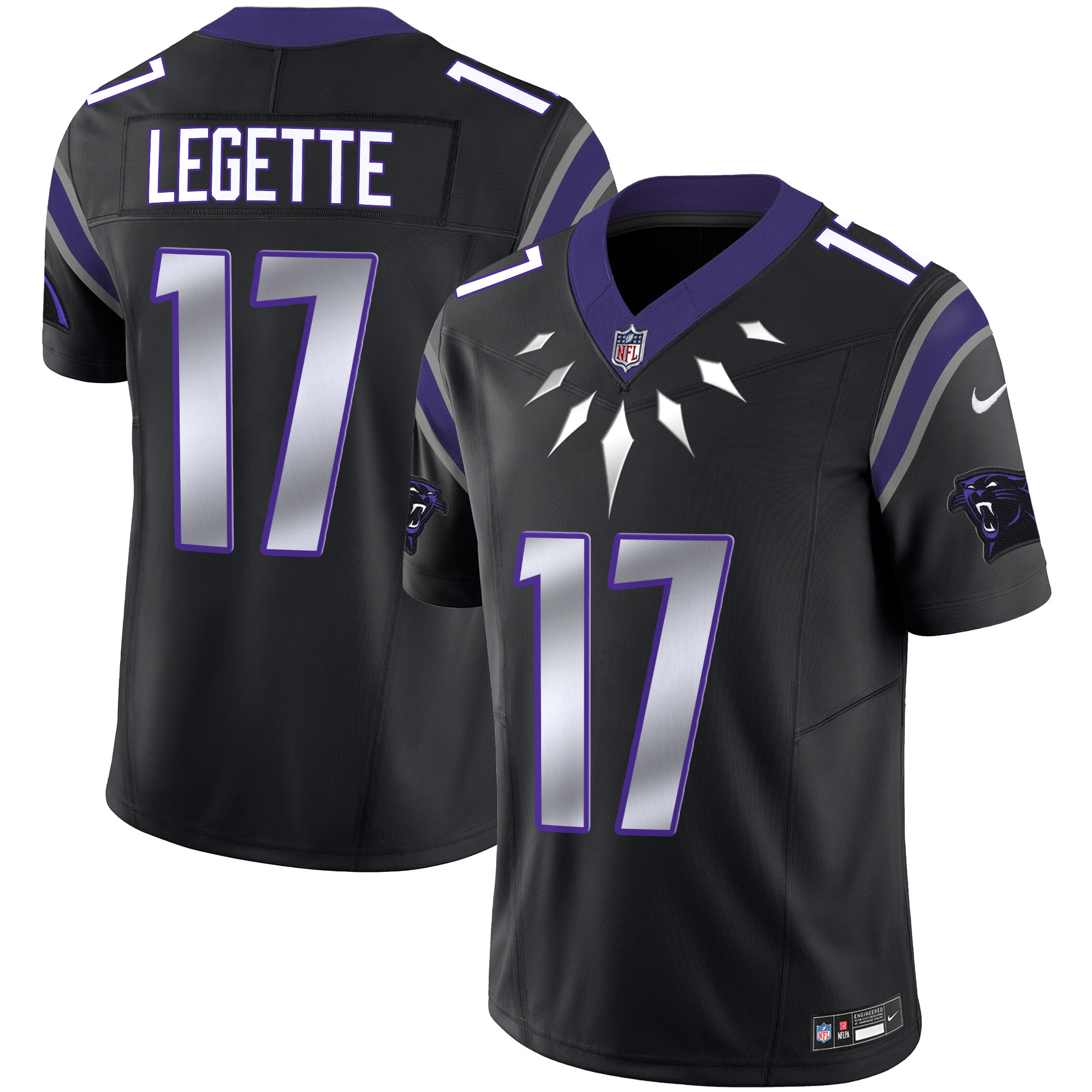 Xavier Legette Men's Carolina Panthers Wakanda Vapor Limited Black Jersey - All Stitched