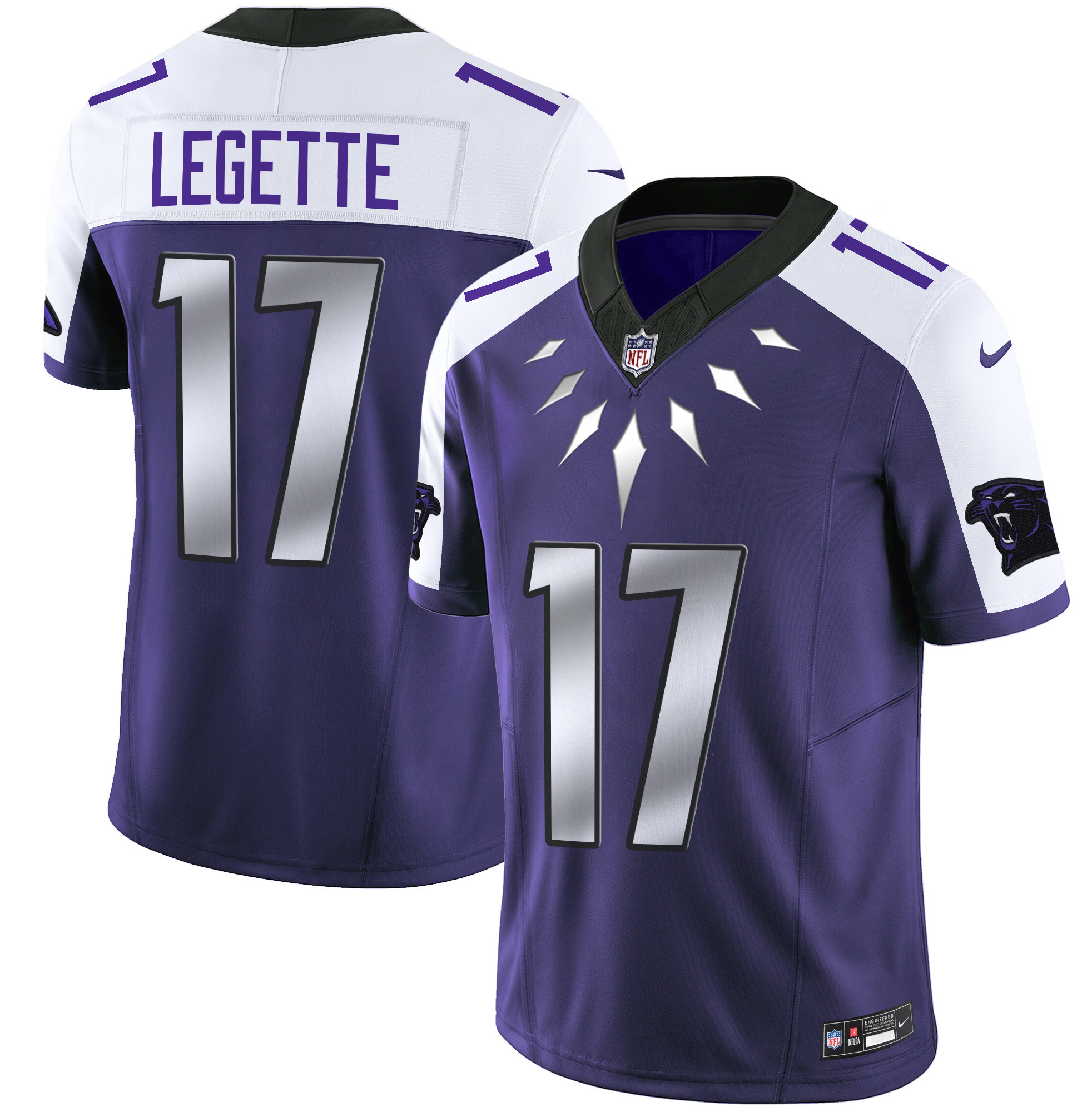 Xavier Legette Men's Carolina Panthers Wakanda Vapor Limited Purple Alternate Jersey - All Stitched