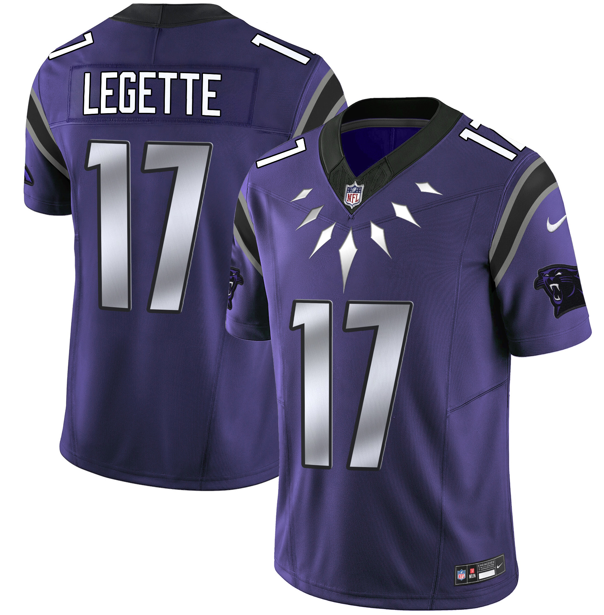 Xavier Legette Men's Carolina Panthers Wakanda Vapor Limited Purple Jersey - All Stitched