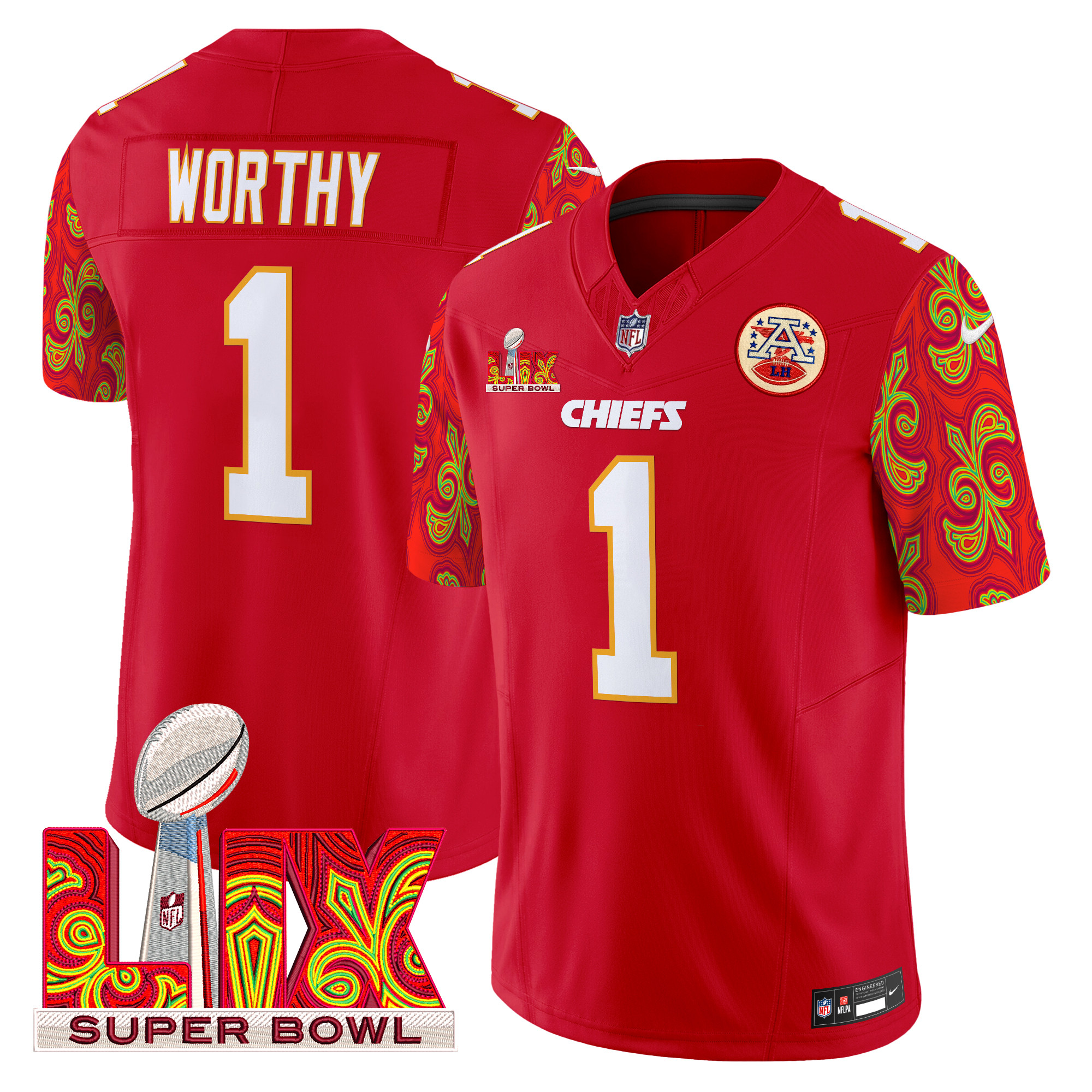 Xavier Worthy Men's Kansas City Chiefs Super Bowl LIX Style Vapor Limited Red Jersey - All Stitched