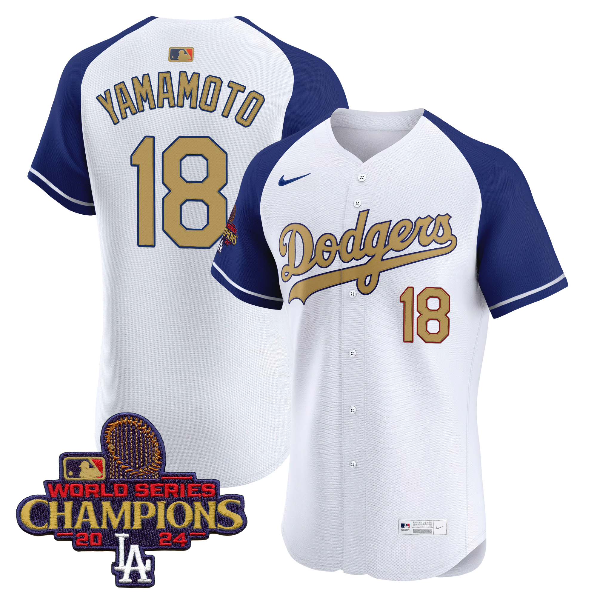 Yamamoto Men's Los Angeles Dodgers 2025 Gold Vapor Premier Elite Alternate Jersey - All Stitched