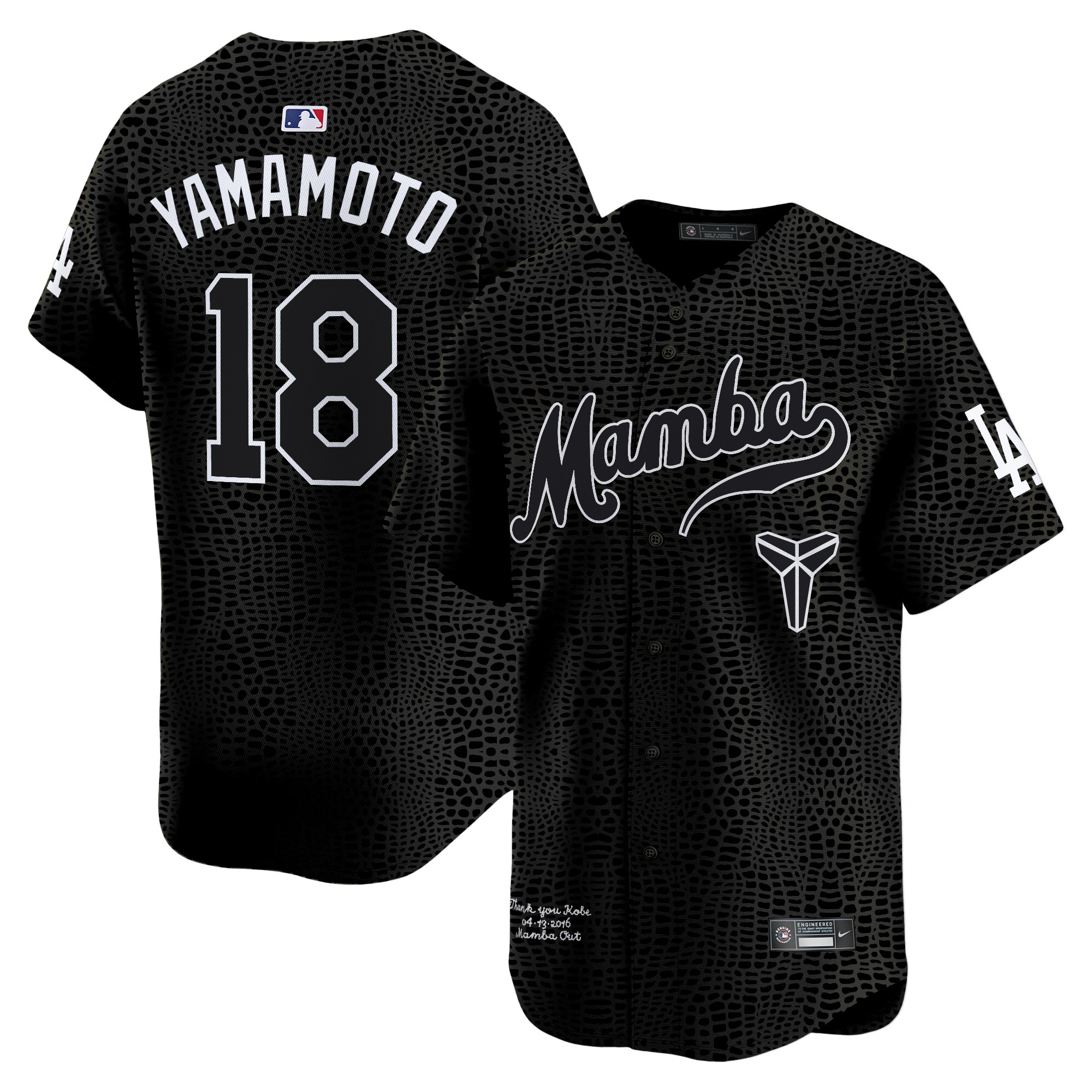Yamamoto Men's Los Angeles Dodgers Kobe Bryant Mamba Vapor Premier Limited Mamba Jersey - All Stitched