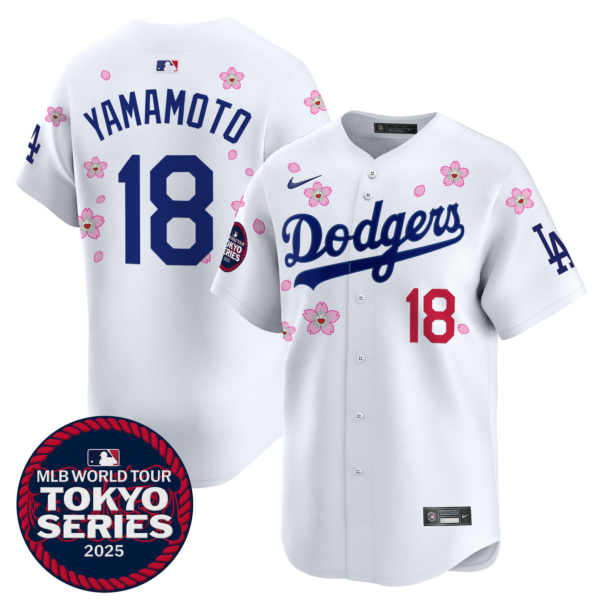 Yamamoto Men's Los Angeles Dodgers Tokyo Series 2025 Vapor Premier Limited White Jersey V2 - Stitched