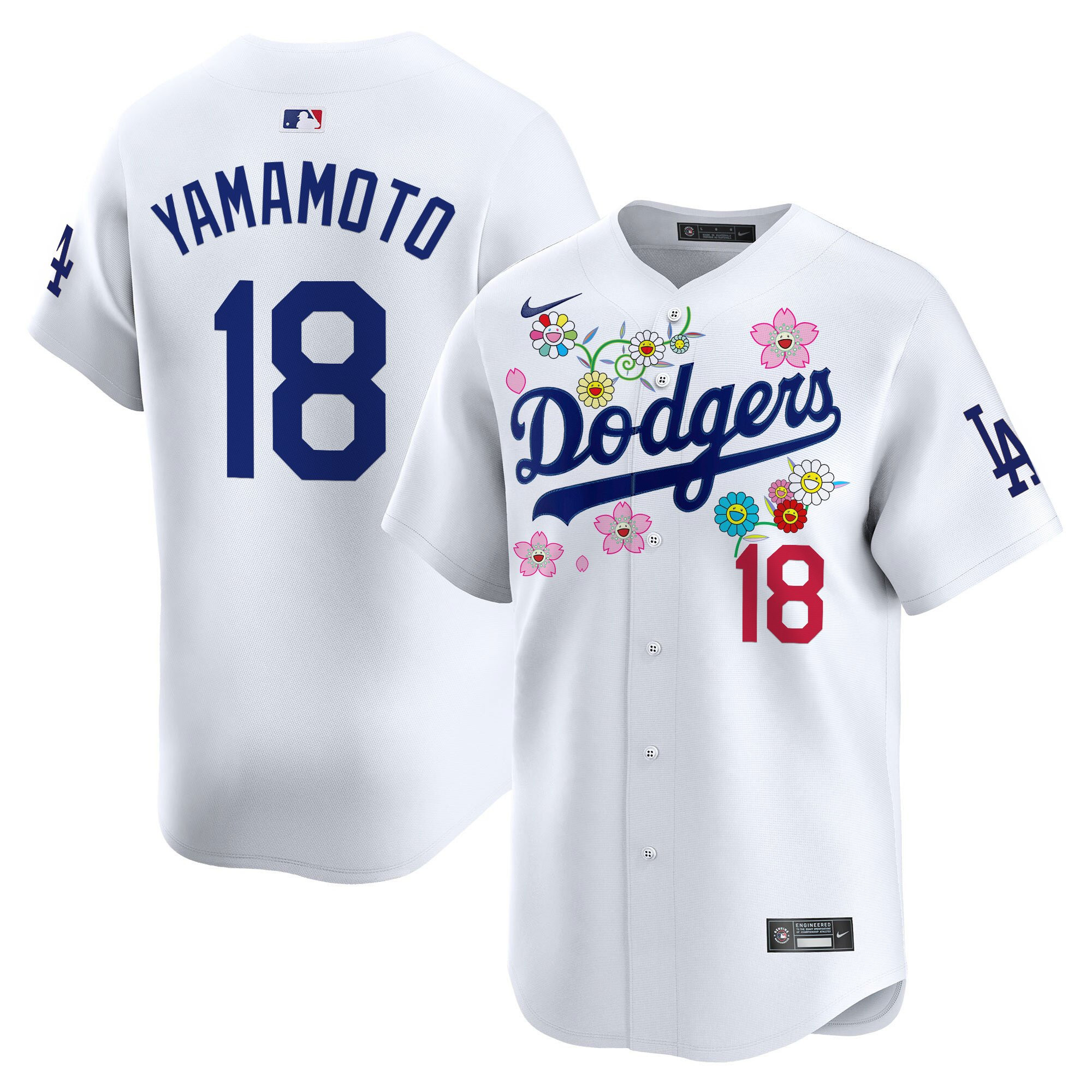 Yamamoto Men's Los Angeles Dodgers x Takashi Murakami 2025 Vapor Premier Limited White Jersey - Stitched