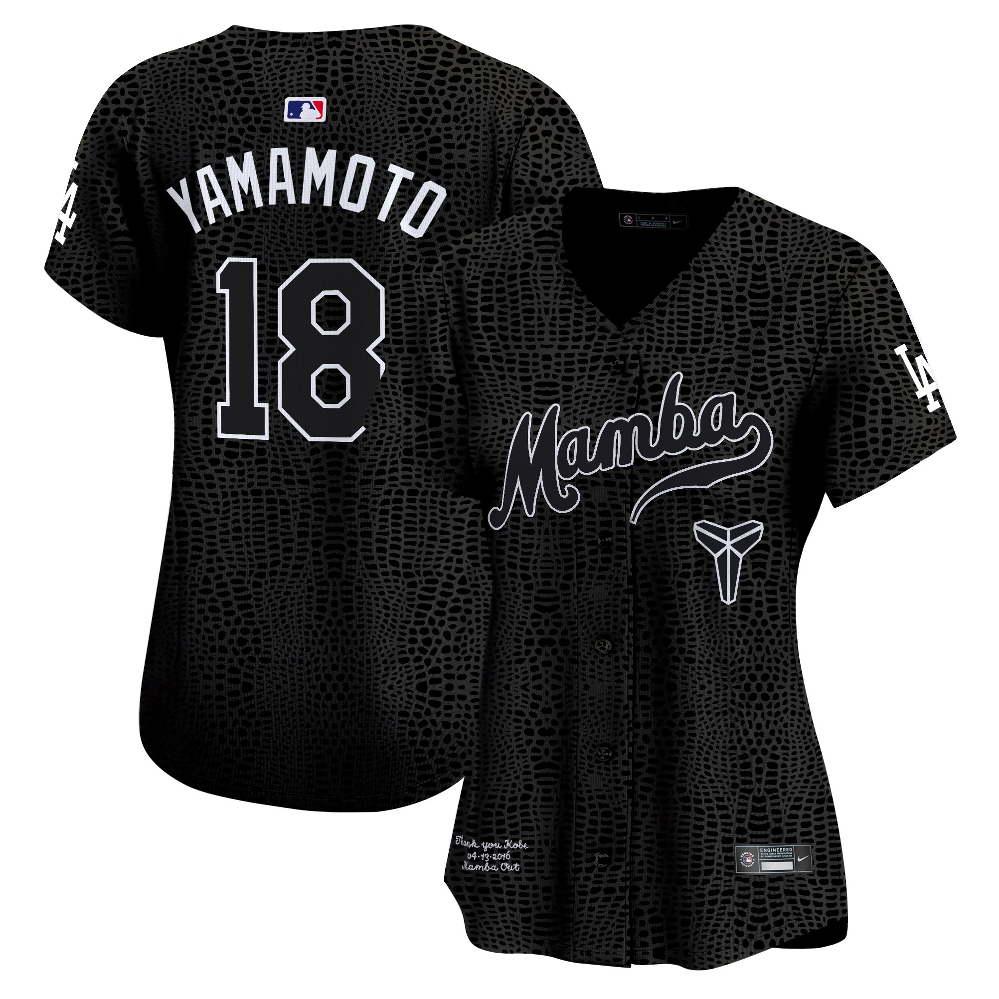 Yamamoto Women's Los Angeles Dodgers Kobe Bryant Mamba Vapor Premier Limited Mamba Jersey - All Stitched