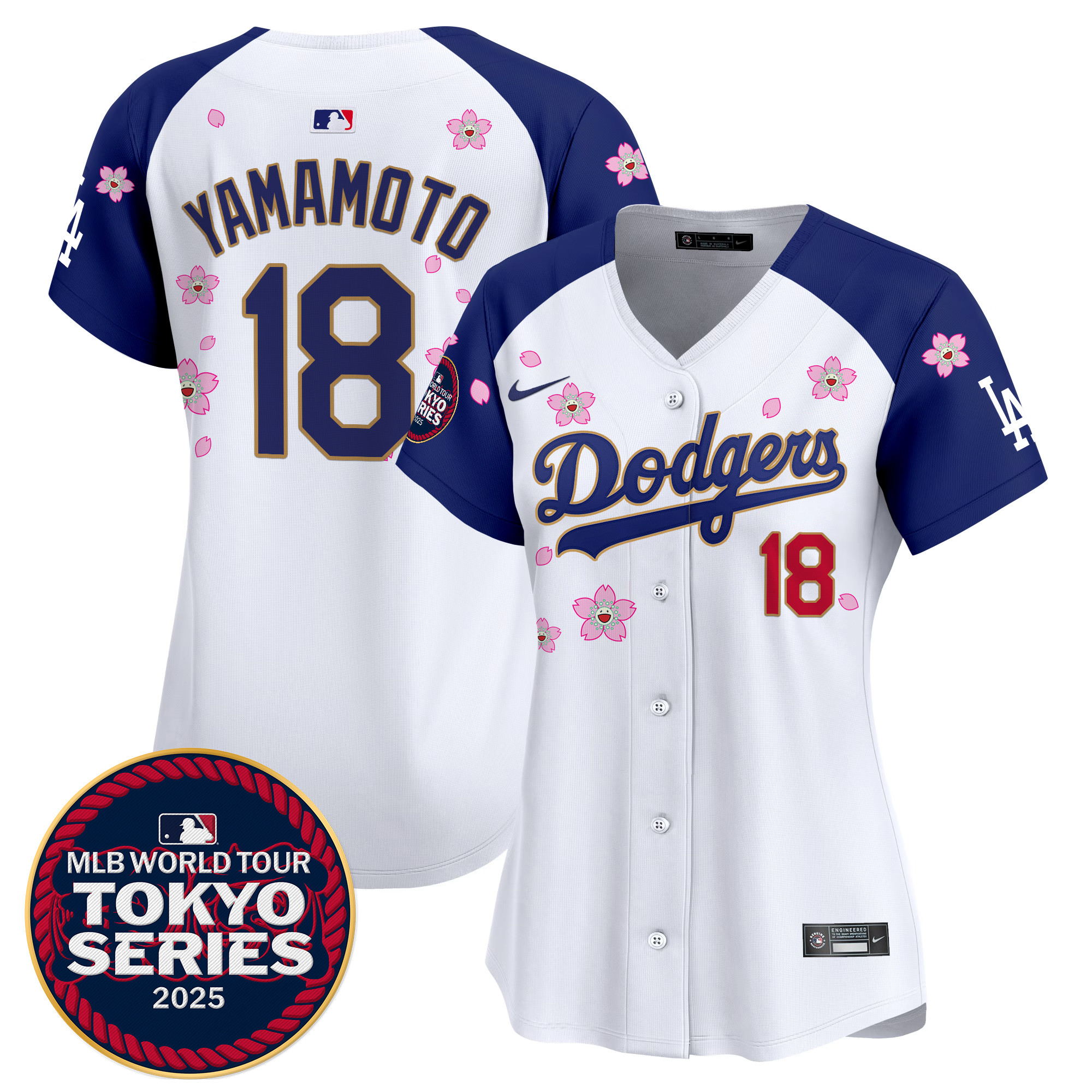 Yamamoto Women's Los Angeles Dodgers Tokyo Series 2025 Gold Trim Vapor Premier Limited Alternate Jersey - Stitched