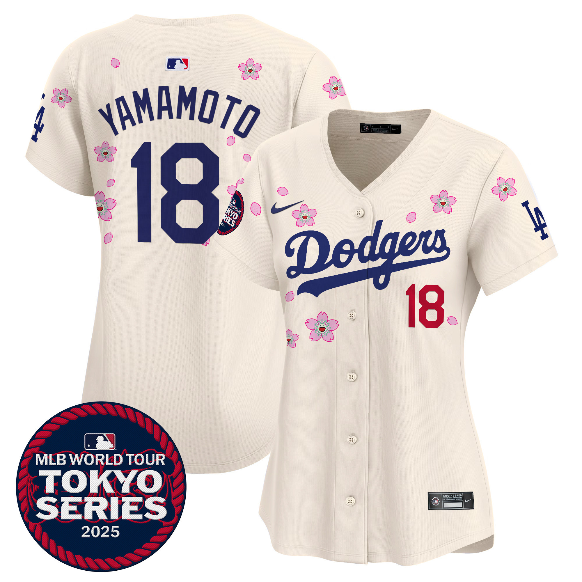 Yamamoto Women's Los Angeles Dodgers Tokyo Series 2025 Vapor Premier Limited Cream Jersey V2 - Stitched
