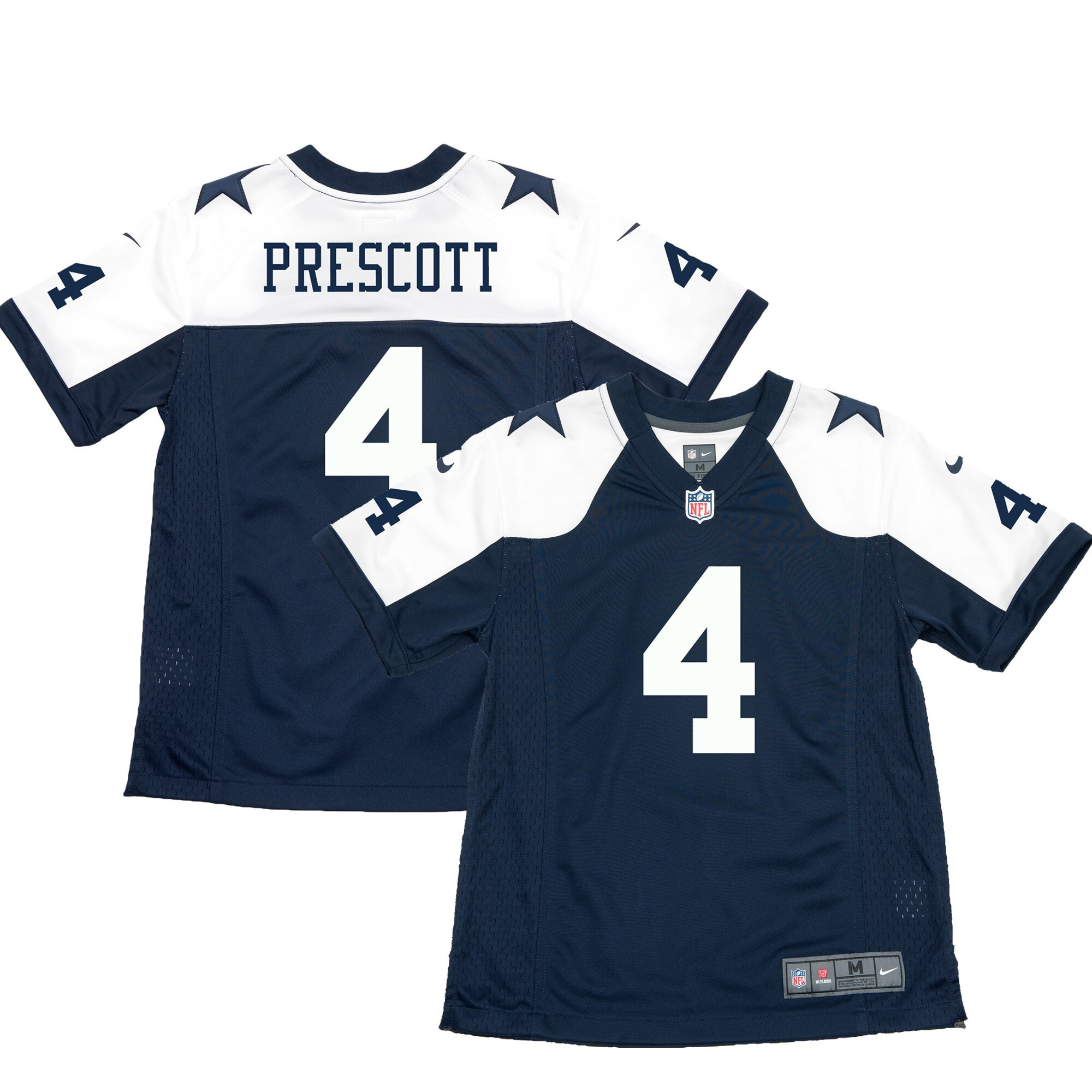 Youth's Dak Prescott Dallas Cowboys Navy/White Jersey - All Stitched