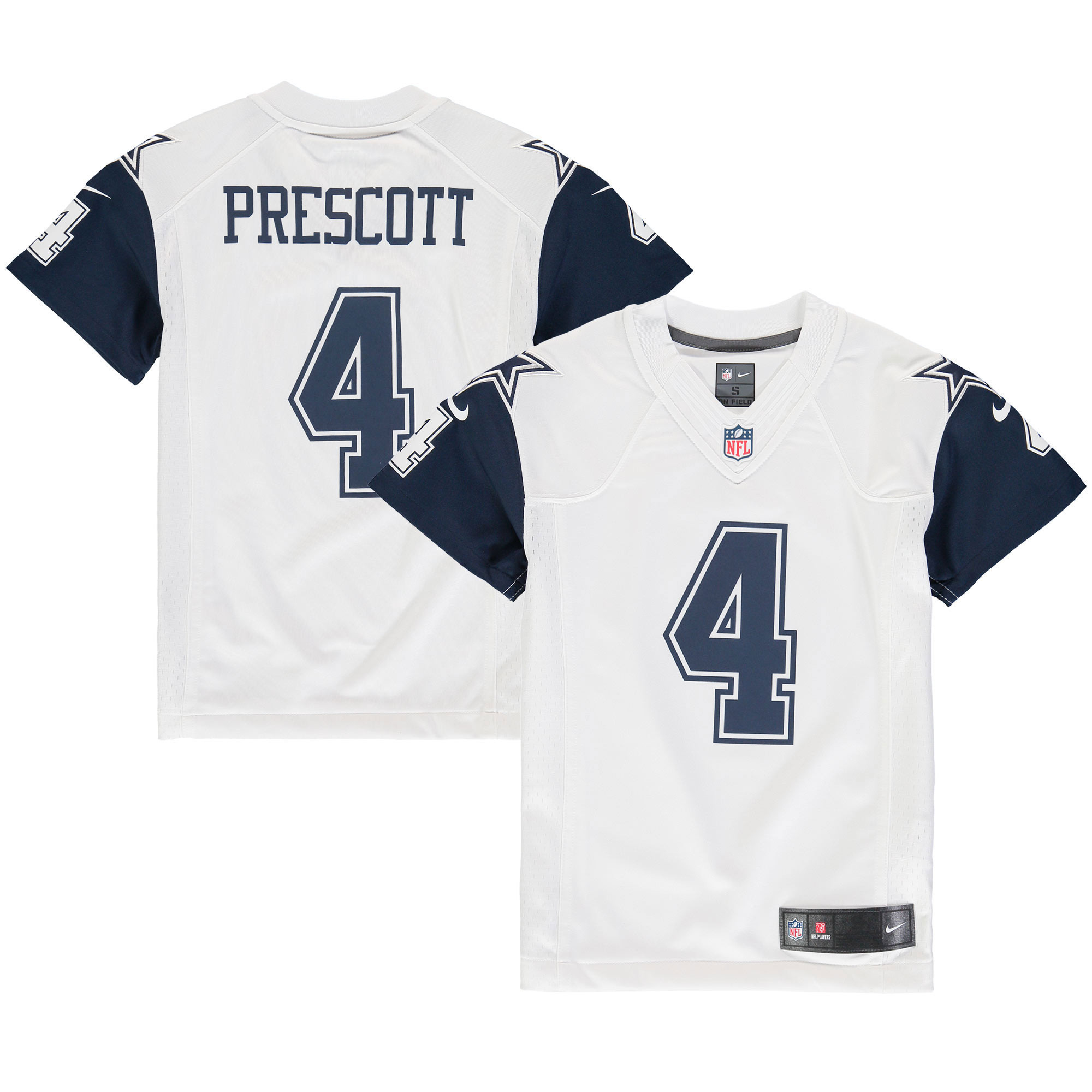 Youth's Dak Prescott Dallas Cowboys White/Navy Jersey - All Stitched