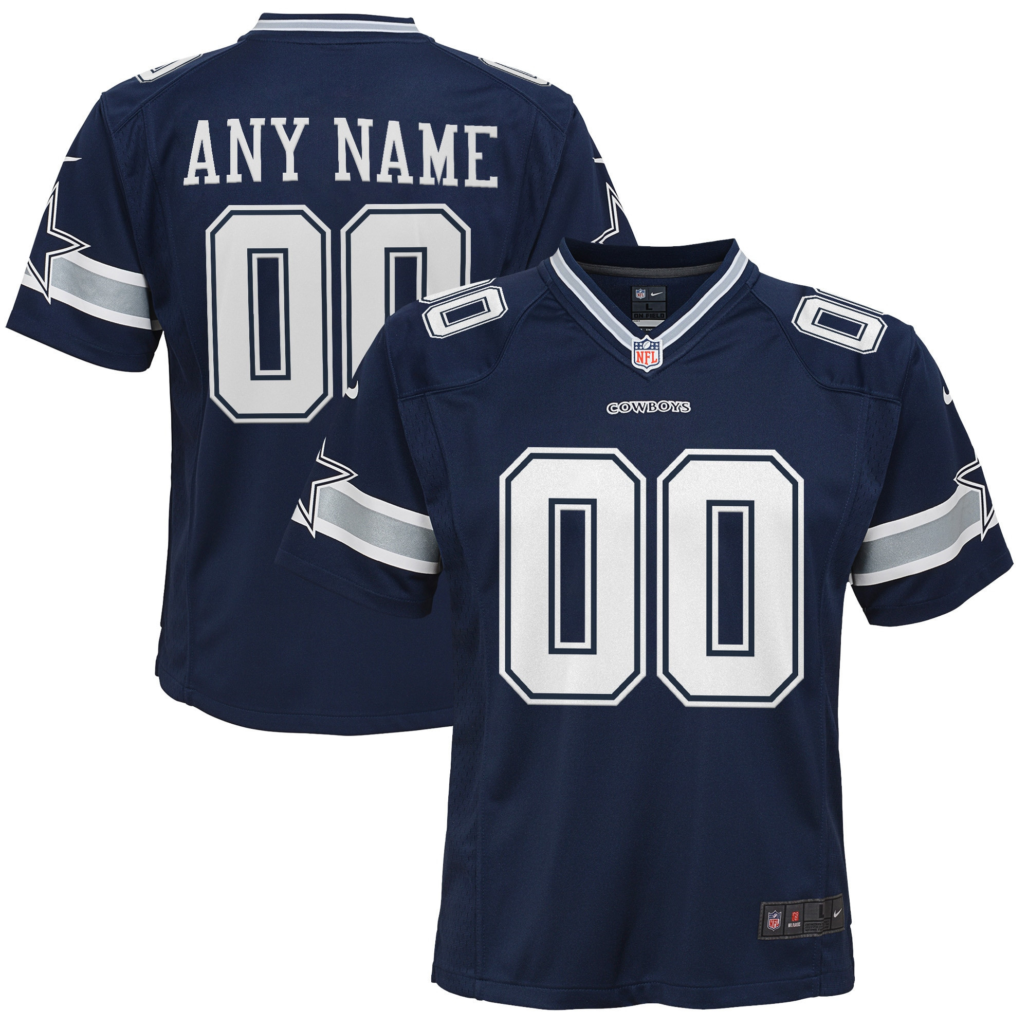 Youth's Dallas Cowboys Custom Navy Jersey - All Stitched