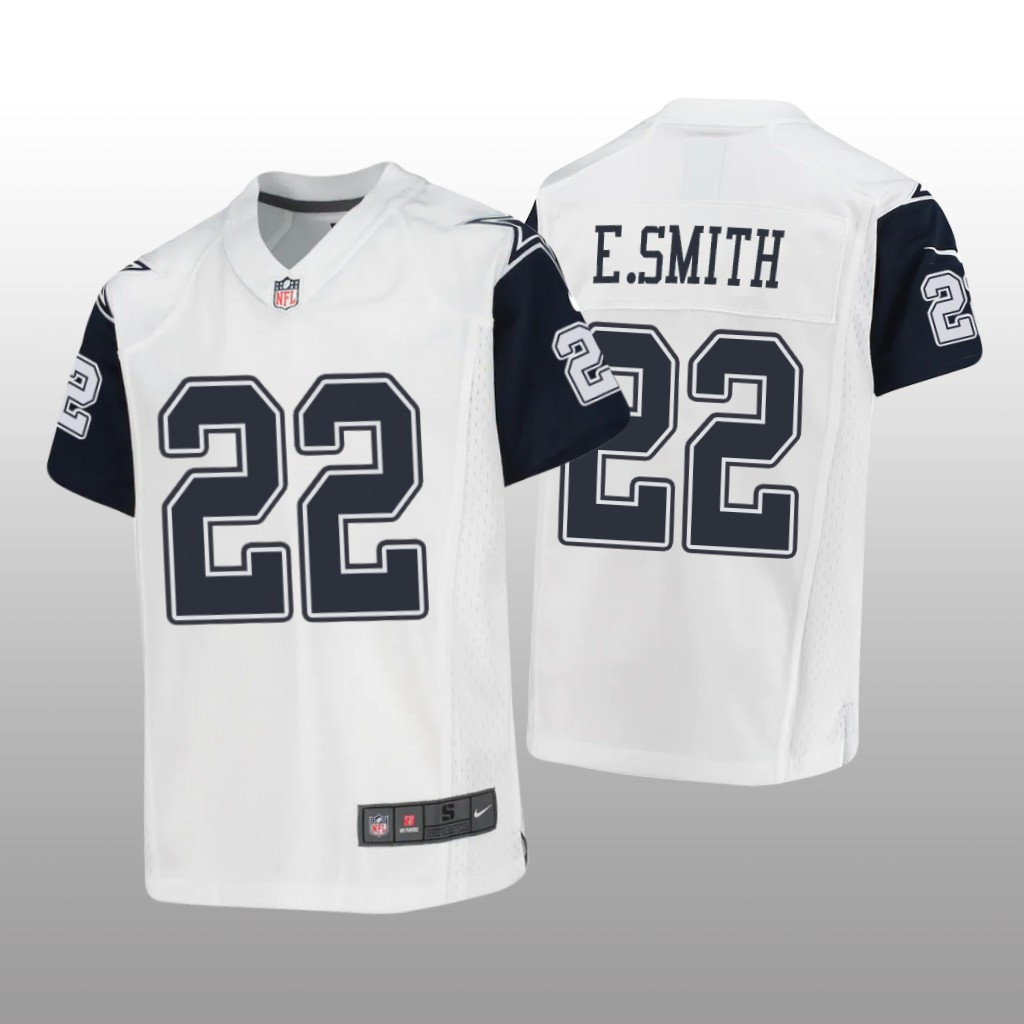 Youth's Emmitt Smith Dallas Cowboys White/Navy Jersey - All Stitched