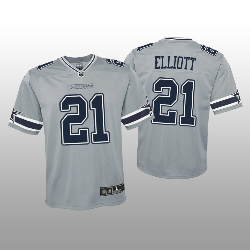 Youth's Ezekiel Elliott Dallas Cowboys Silver Jersey - All Stitched