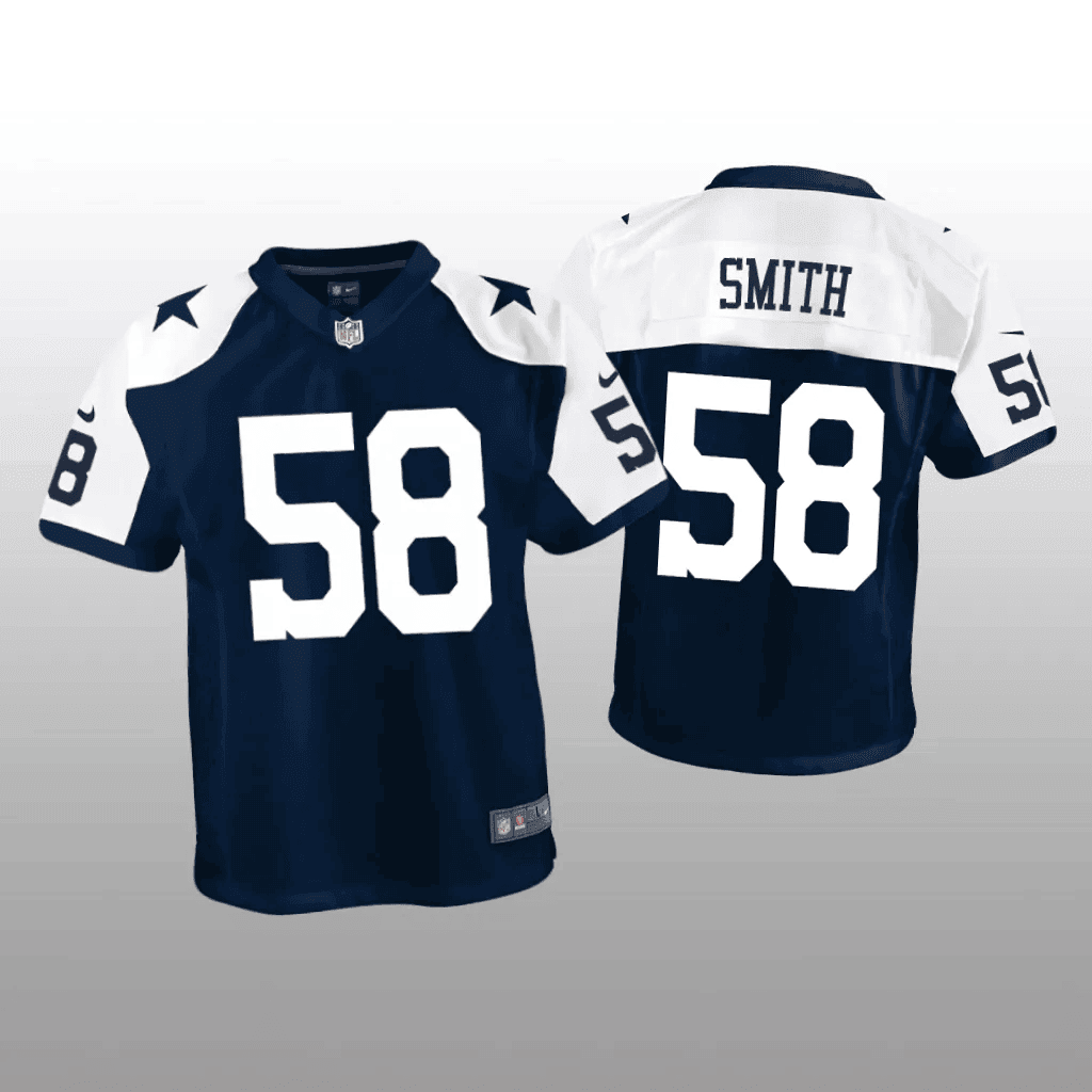 Youth's Mazi Smith Dallas Cowboys Navy/White Jersey - All Stitched
