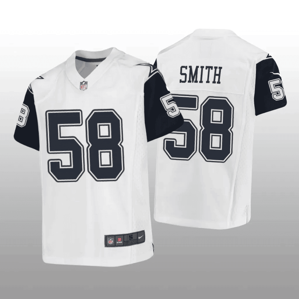 Youth's Mazi Smith Dallas Cowboys White/Navy Jersey - All Stitched