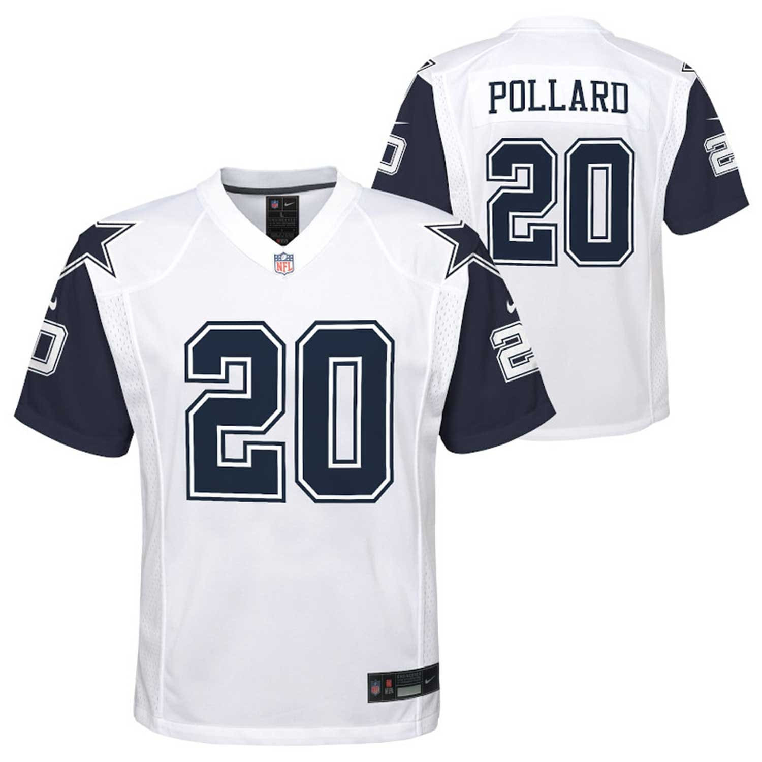 Youth's Tony Pollard Dallas Cowboys White/Navy Jersey - All Stitched