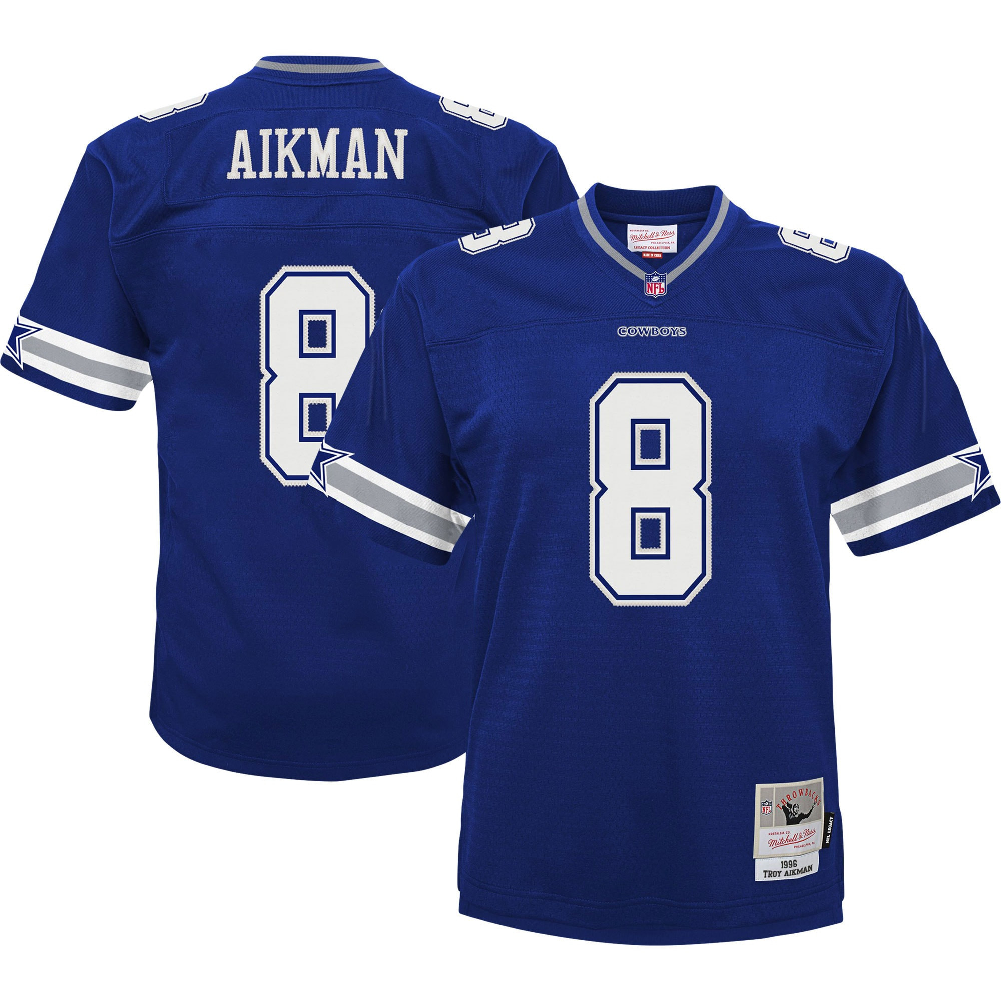 Youth's Troy Aikman Dallas Cowboys Navy Jersey - All Stitched